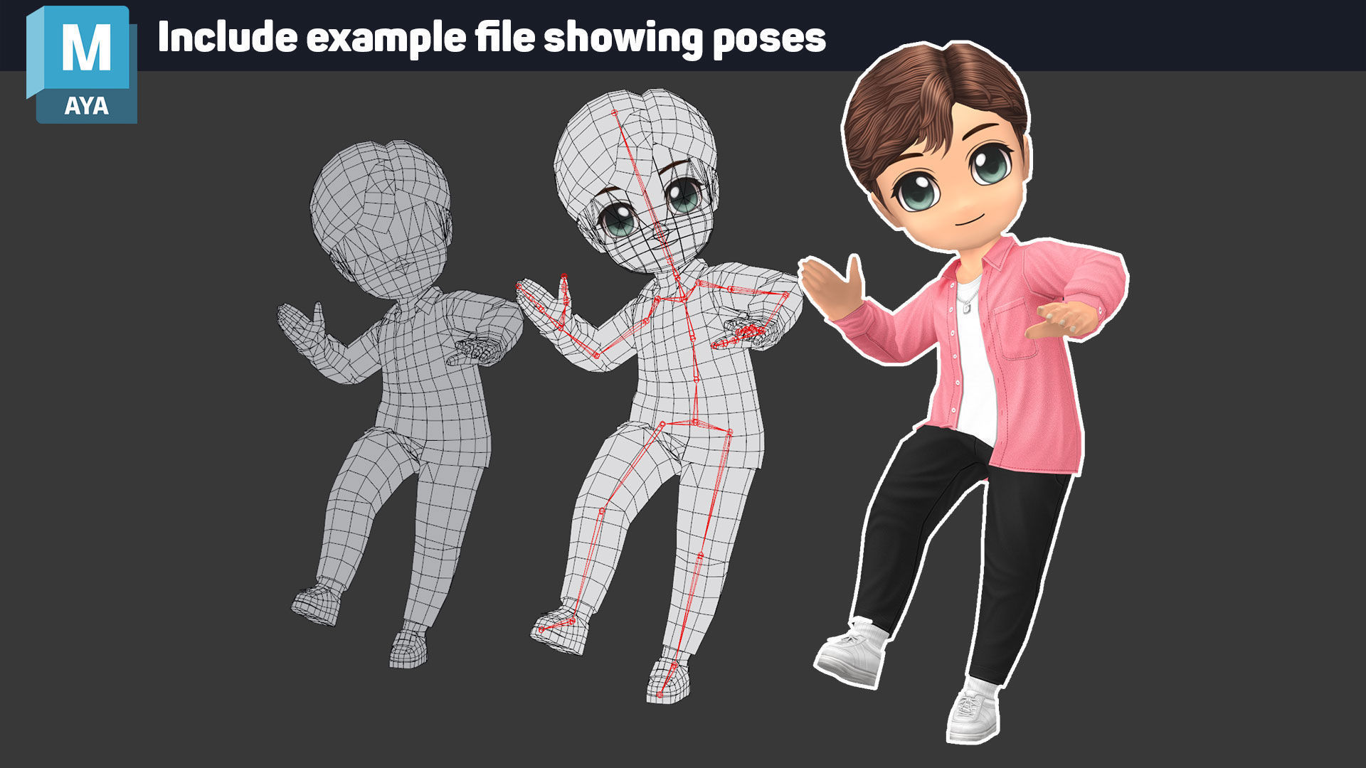 Boy Character V1 - Outfit Customization Low-poly 3D model_7