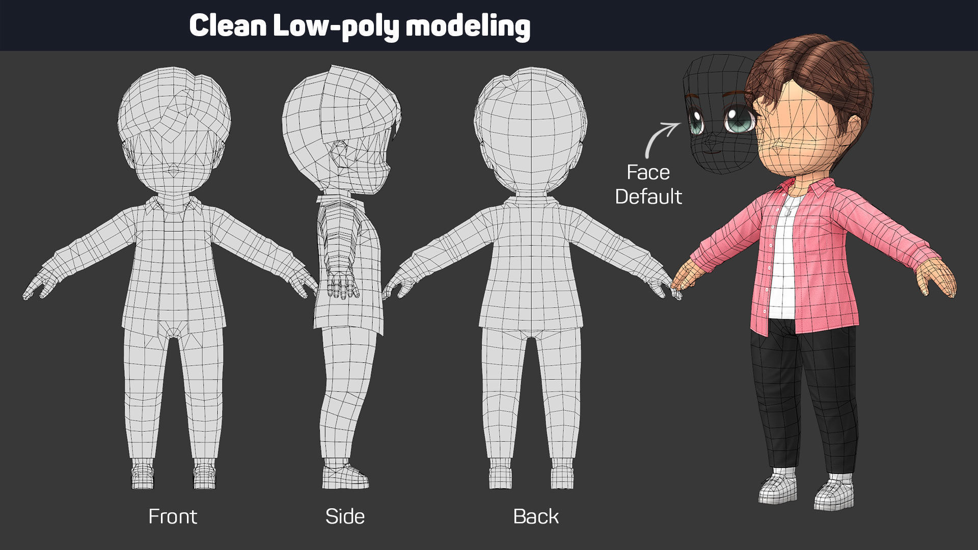 Boy Character V1 - Outfit Customization Low-poly 3D model_2