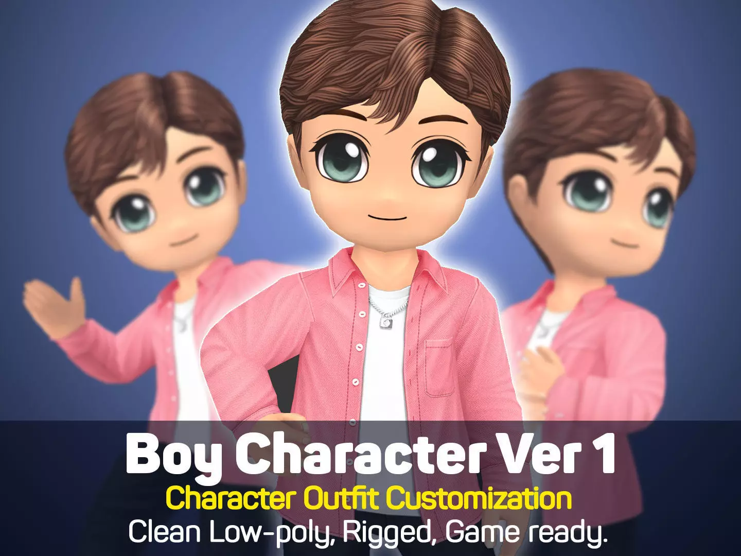 Boy Character V1 - Outfit Customization Low-poly 3D model_0