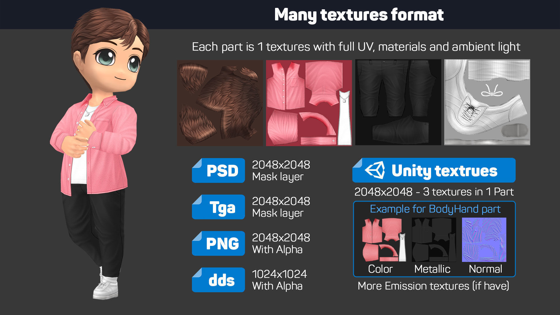 Boy Character V1 - Outfit Customization Low-poly 3D model_4