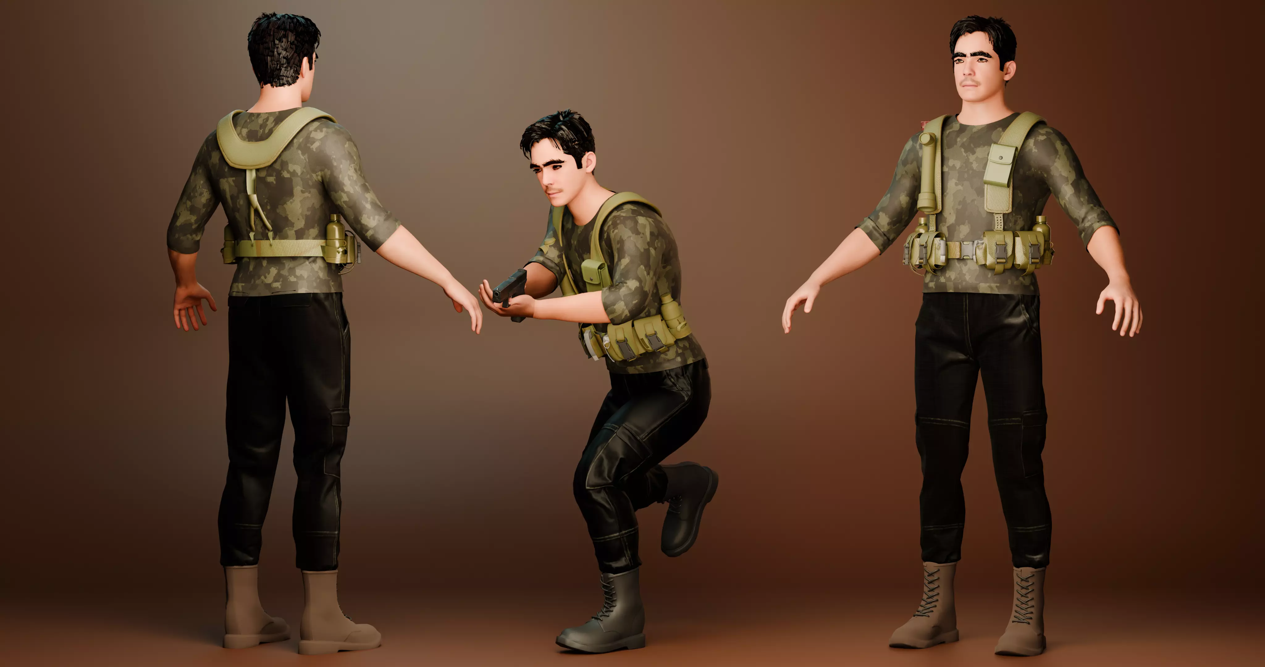 military man  Low-poly 3D model_0