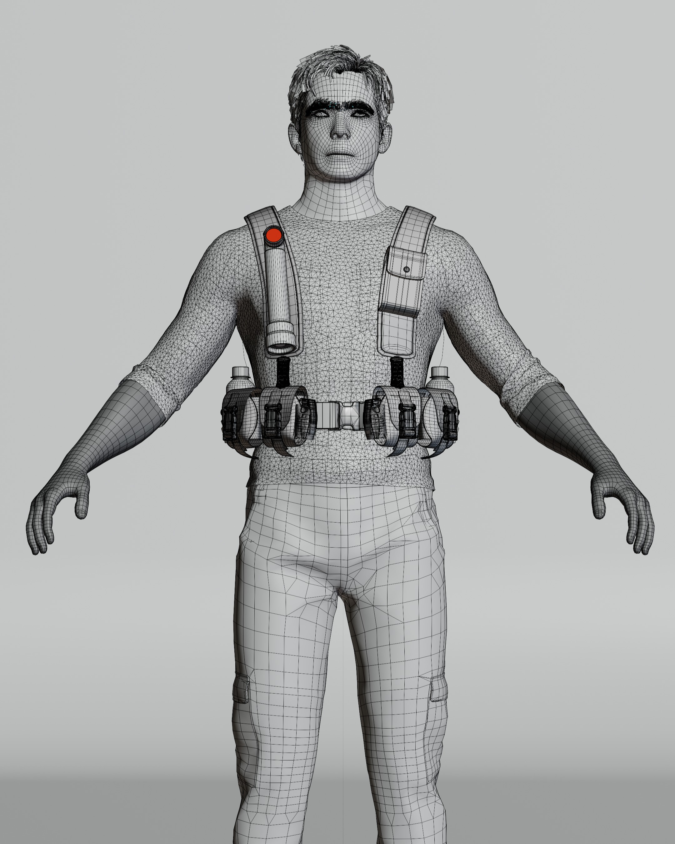 military man  Low-poly 3D model_2