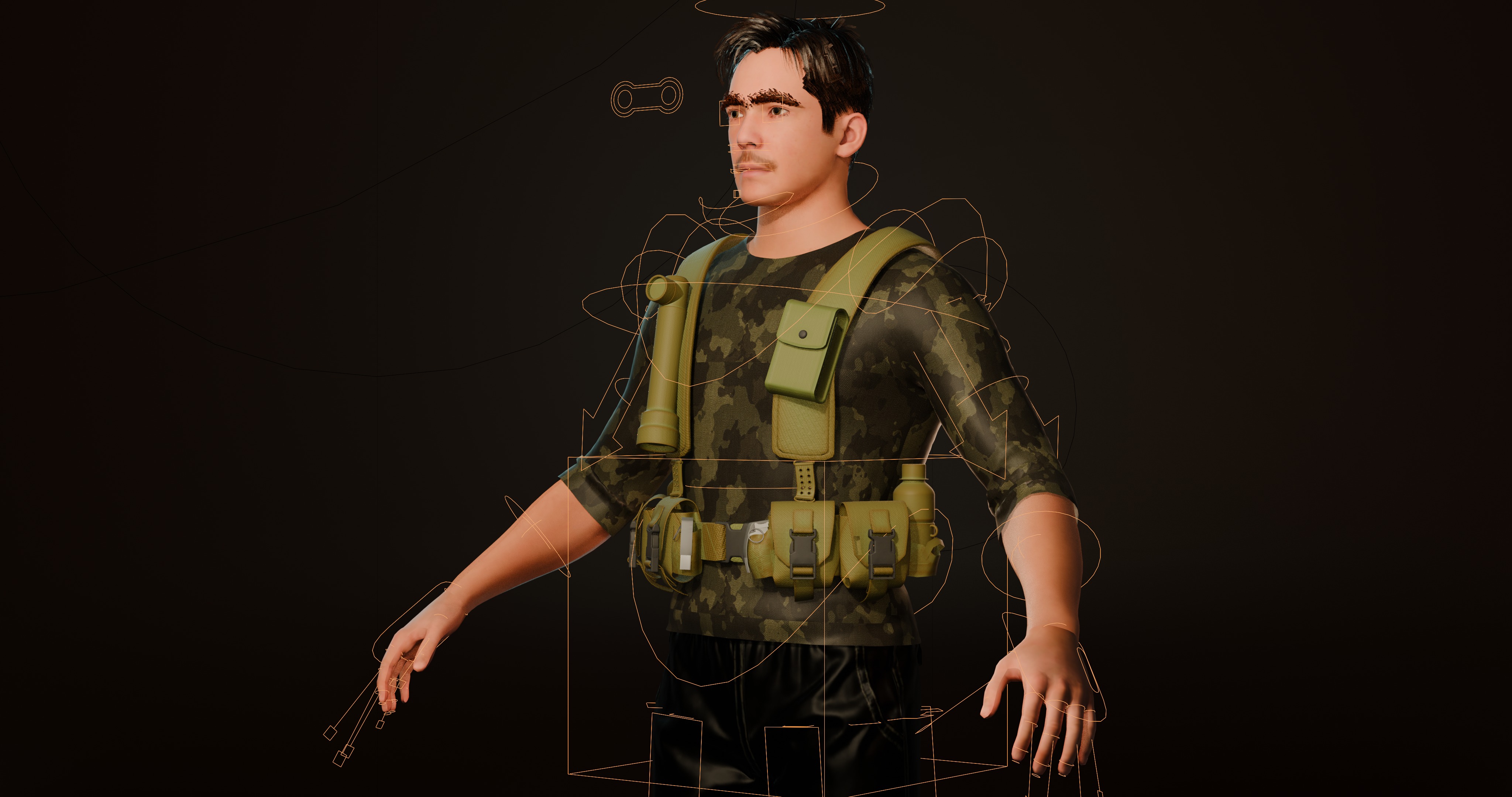 military man  Low-poly 3D model_3