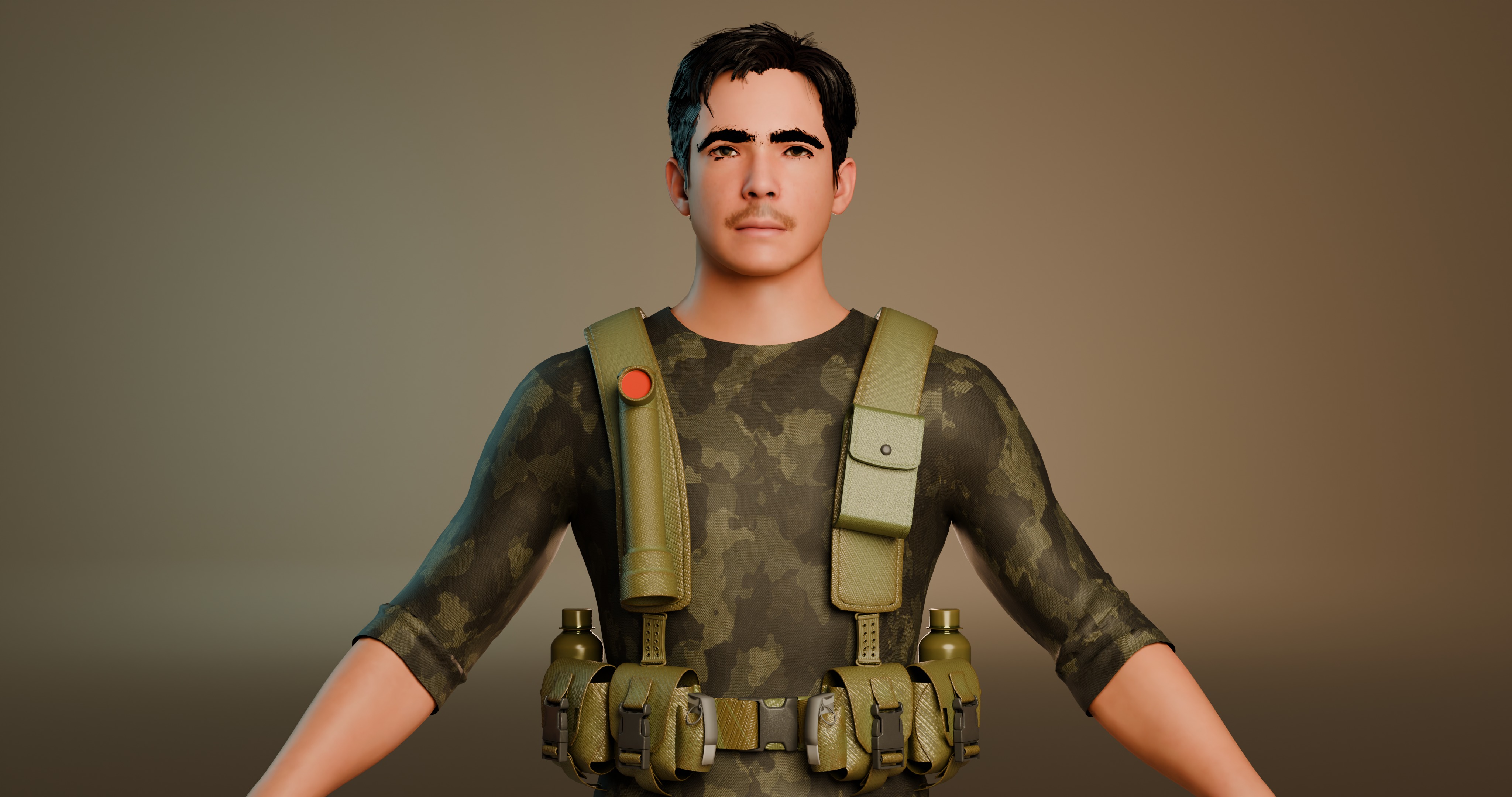 military man  Low-poly 3D model_1
