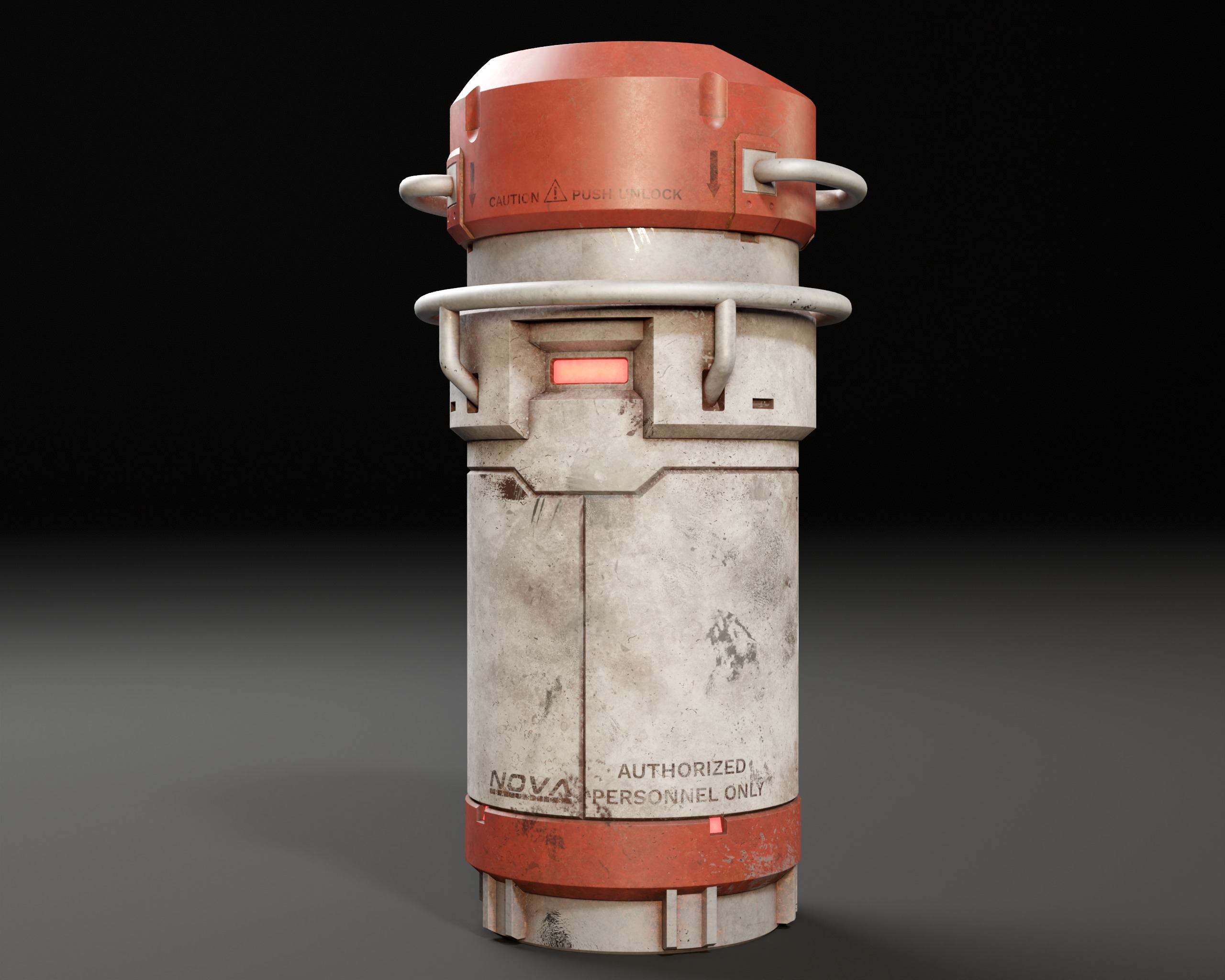 Push Unlock Sci-fi Canister Low-poly 3D model_6
