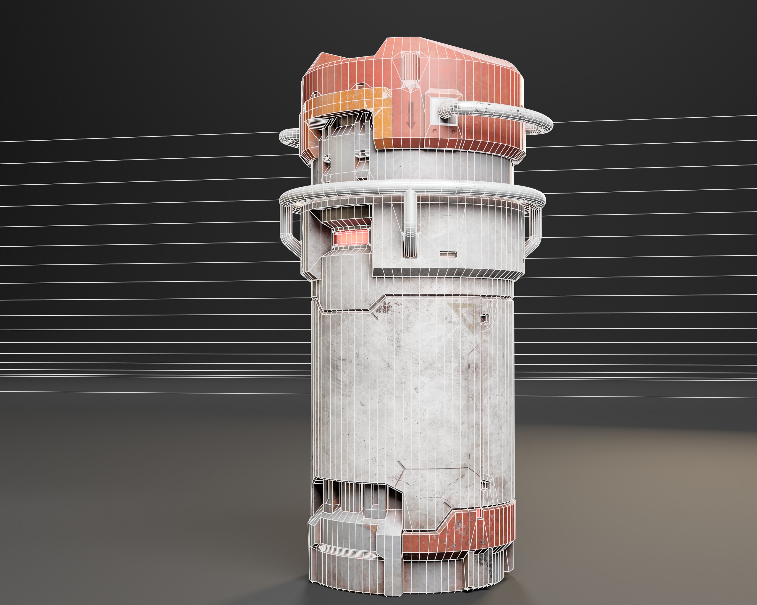 Push Unlock Sci-fi Canister Low-poly 3D model_3