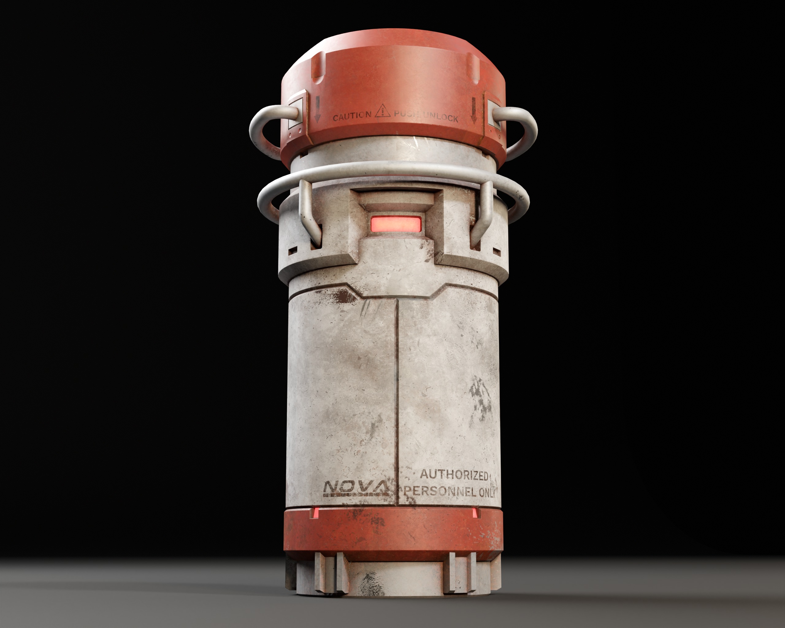 Push Unlock Sci-fi Canister Low-poly 3D model_14