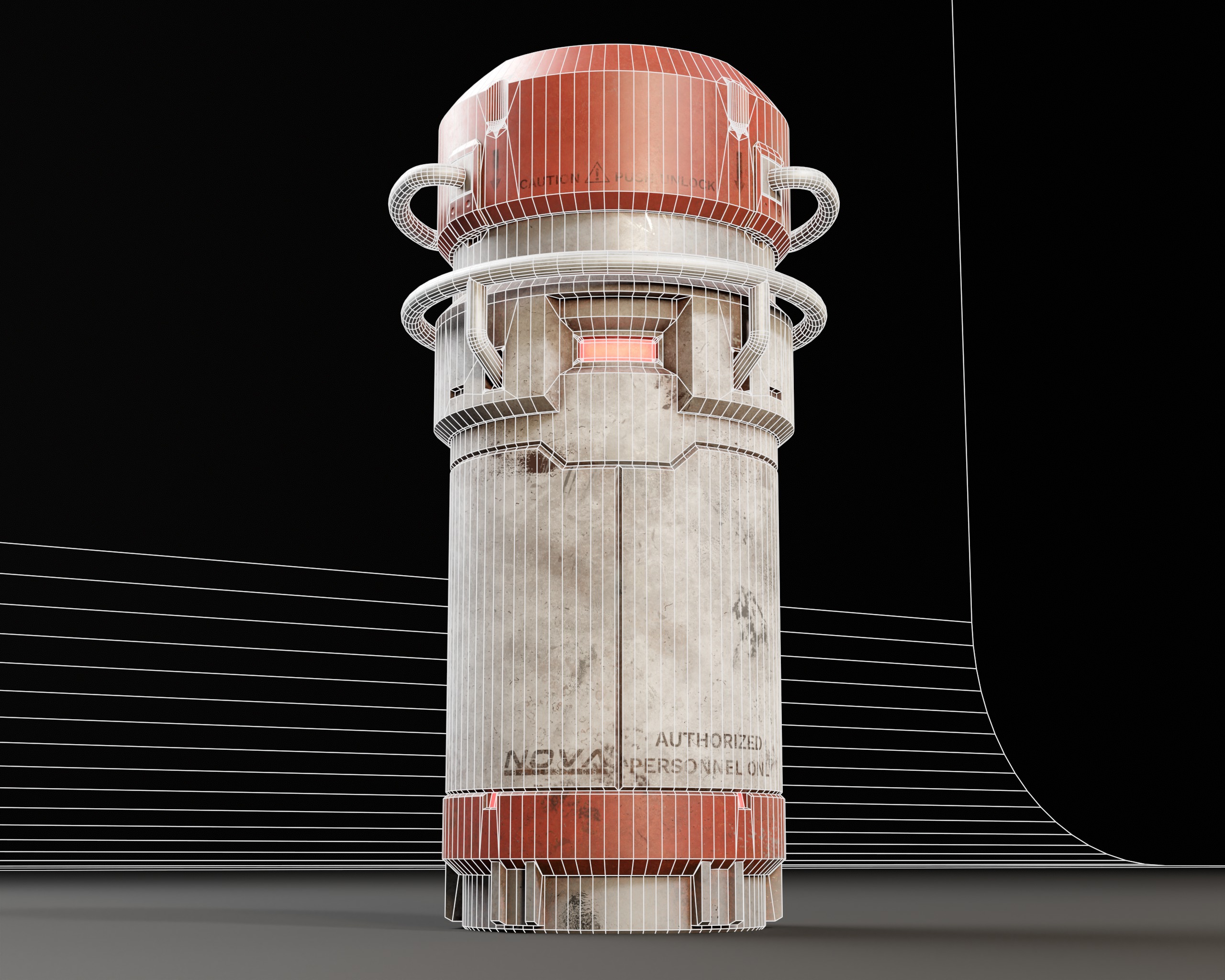 Push Unlock Sci-fi Canister Low-poly 3D model_15