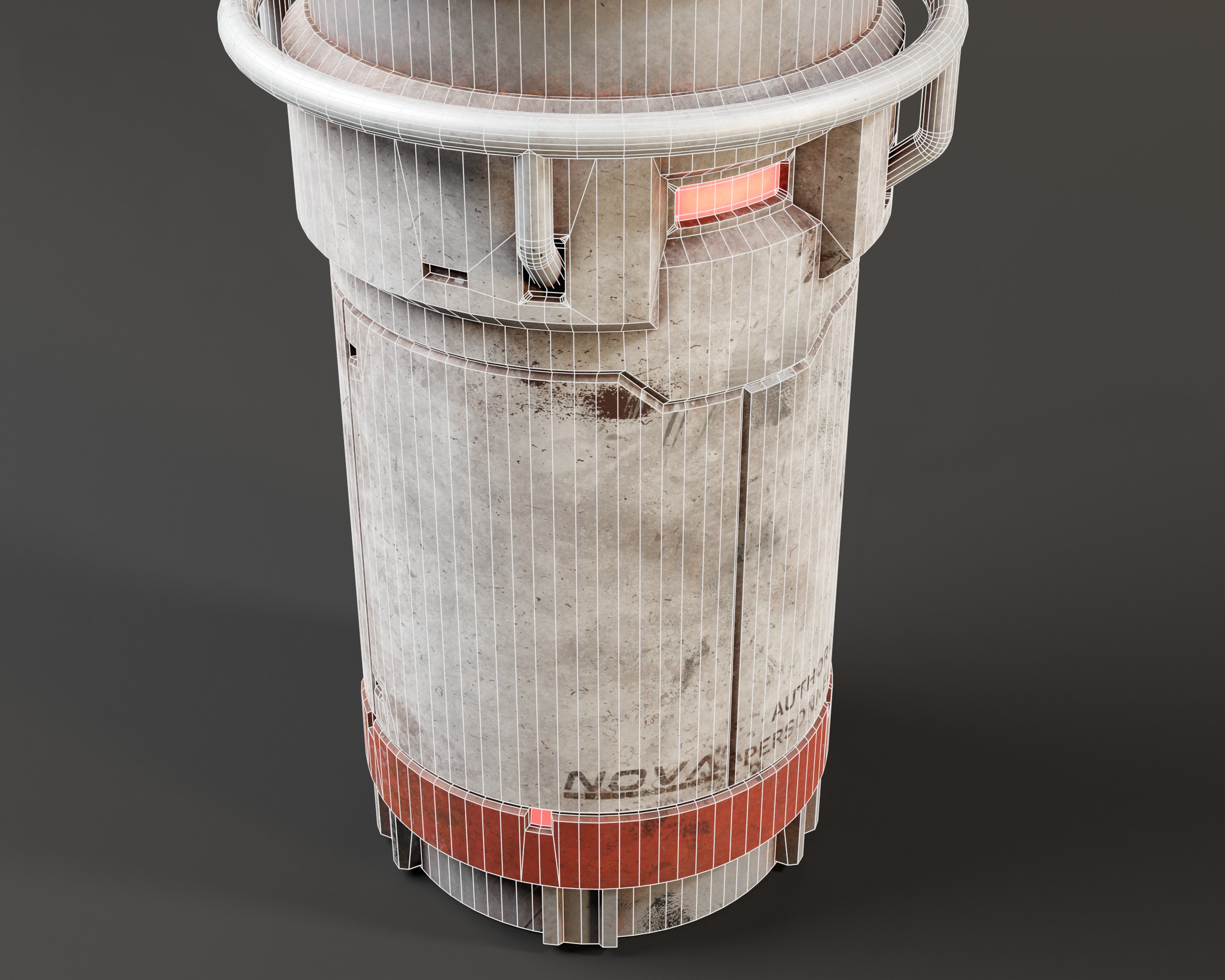 Push Unlock Sci-fi Canister Low-poly 3D model_9