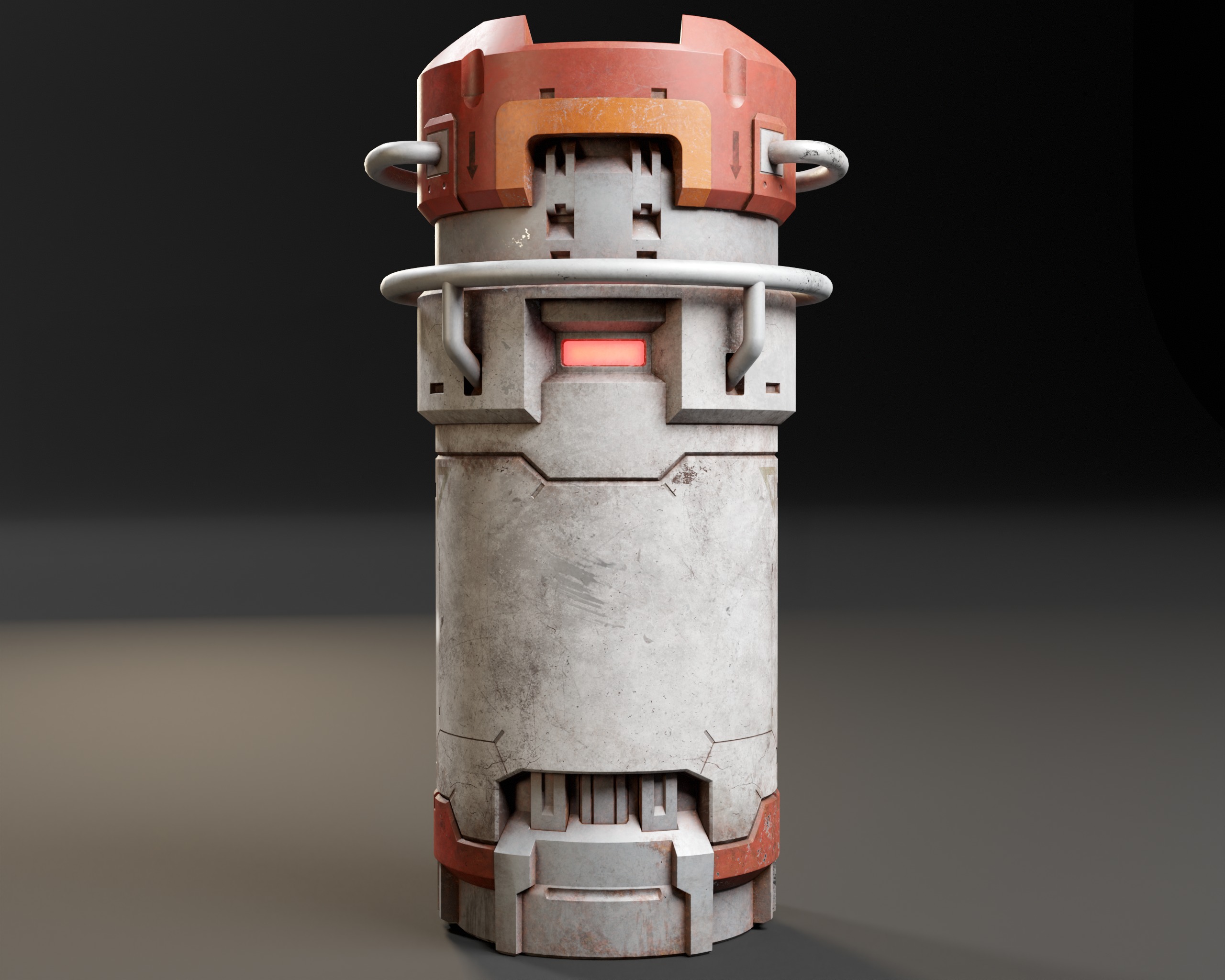 Push Unlock Sci-fi Canister Low-poly 3D model_12