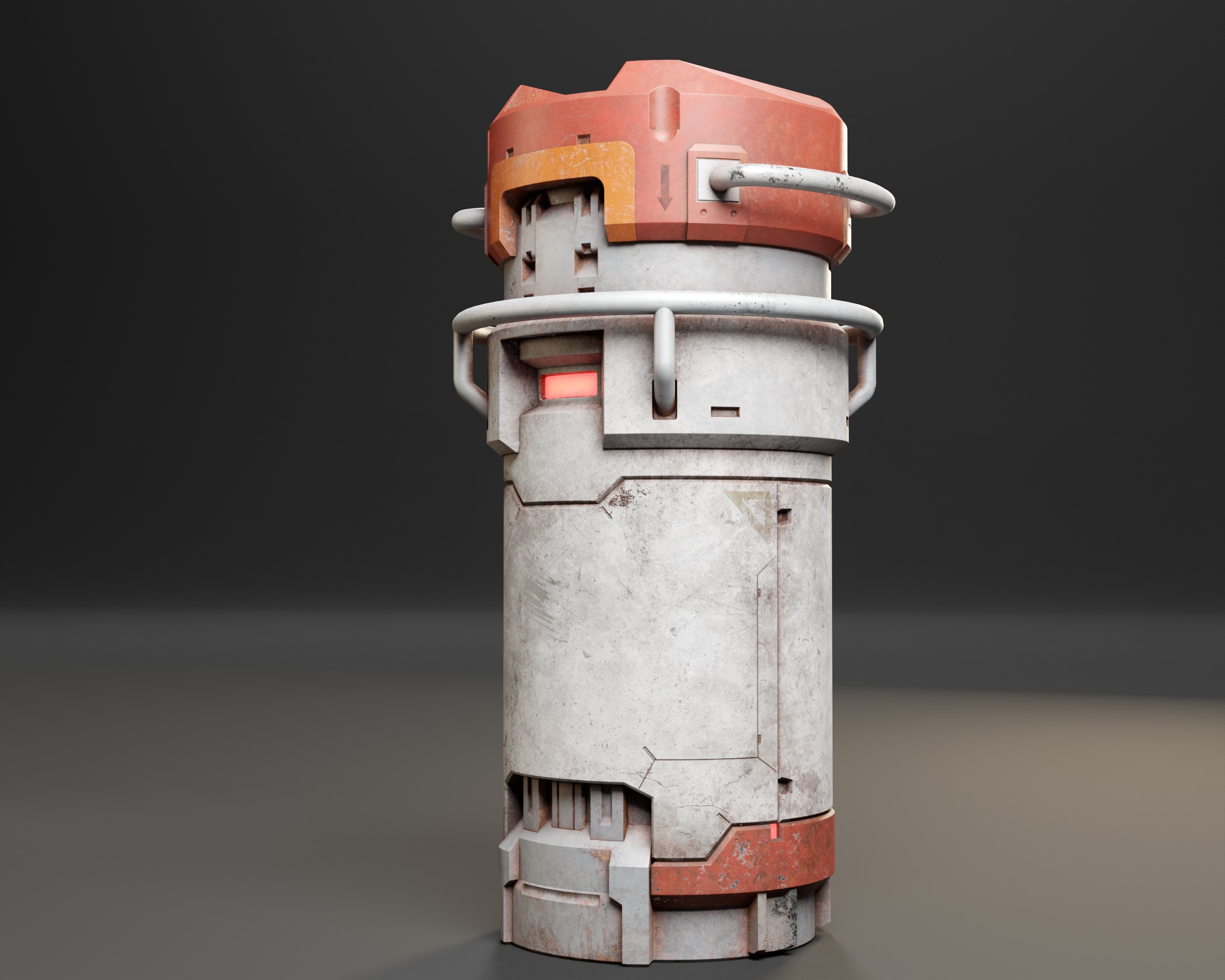 Push Unlock Sci-fi Canister Low-poly 3D model_2