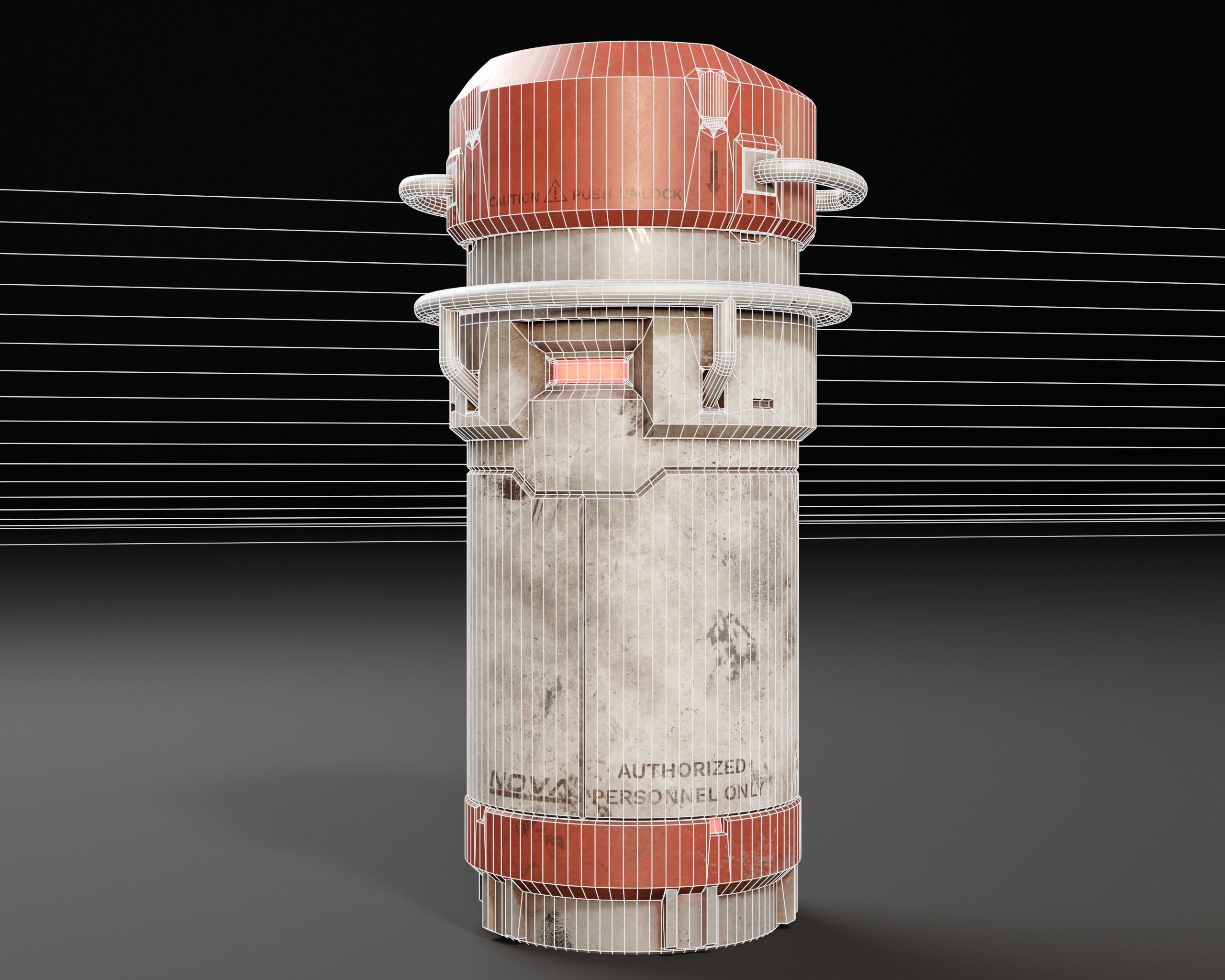 Push Unlock Sci-fi Canister Low-poly 3D model_7
