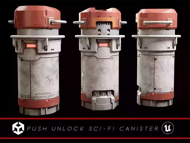 Push Unlock Sci-fi Canister Low-poly 3D model