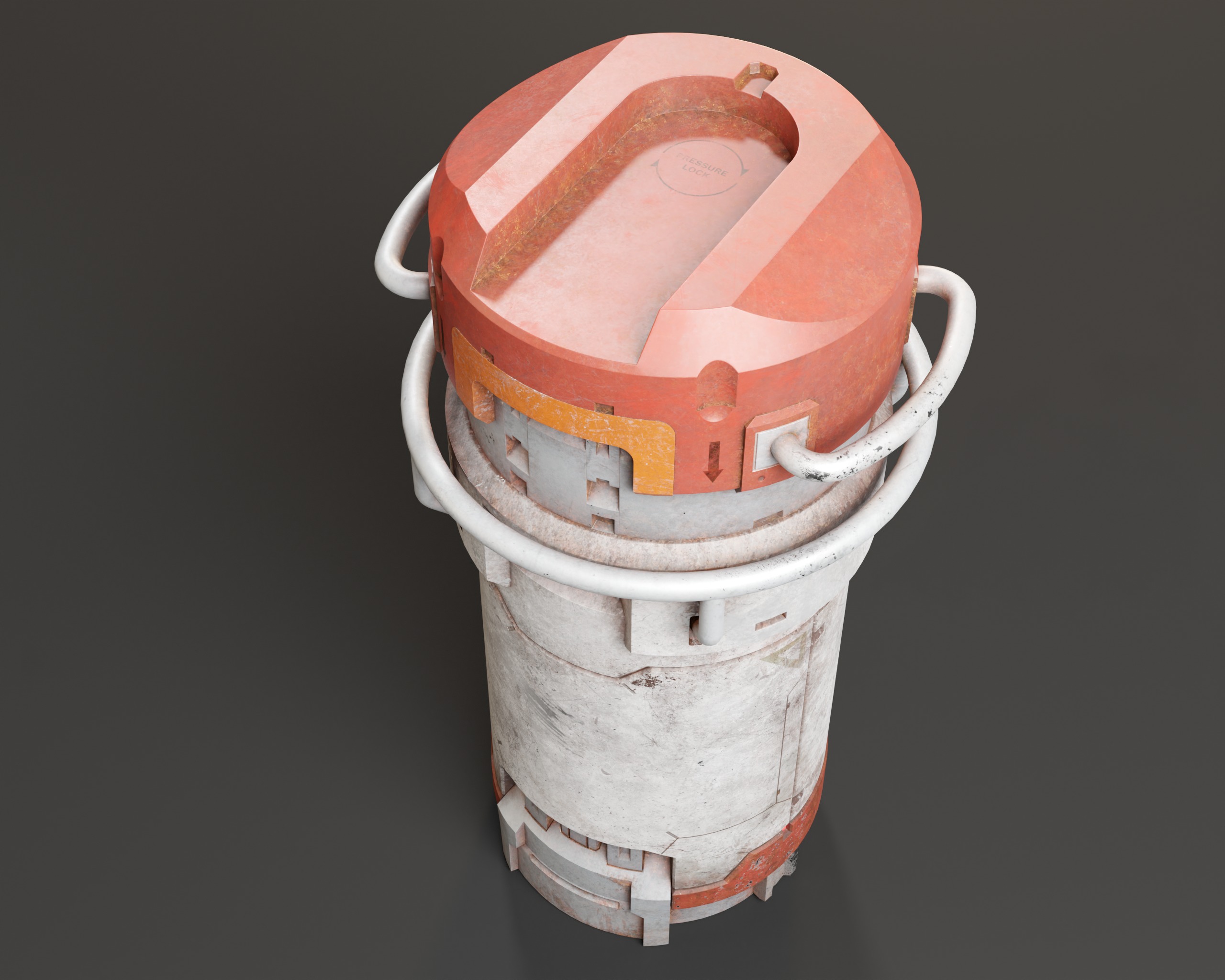 Push Unlock Sci-fi Canister Low-poly 3D model_4