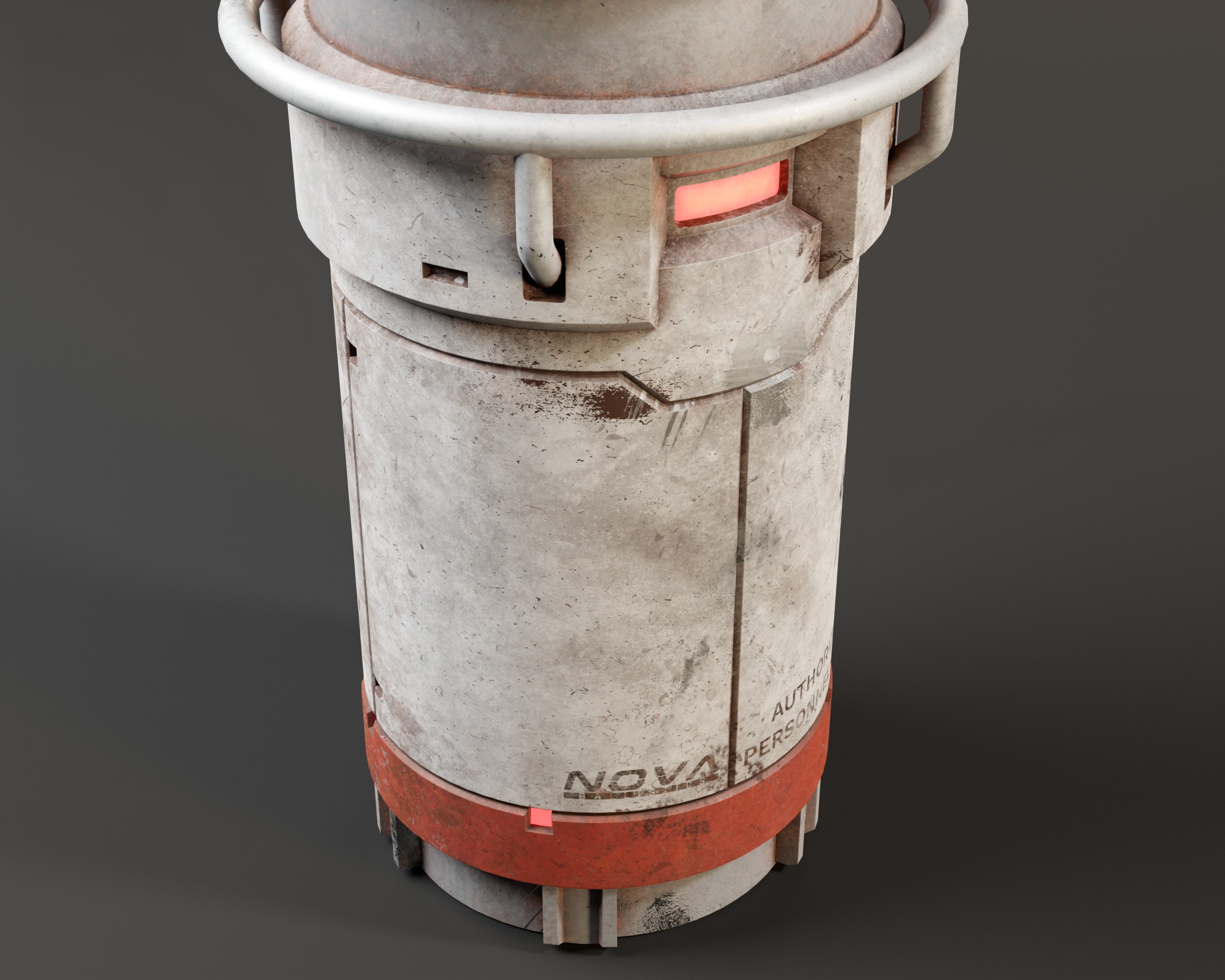 Push Unlock Sci-fi Canister Low-poly 3D model_8