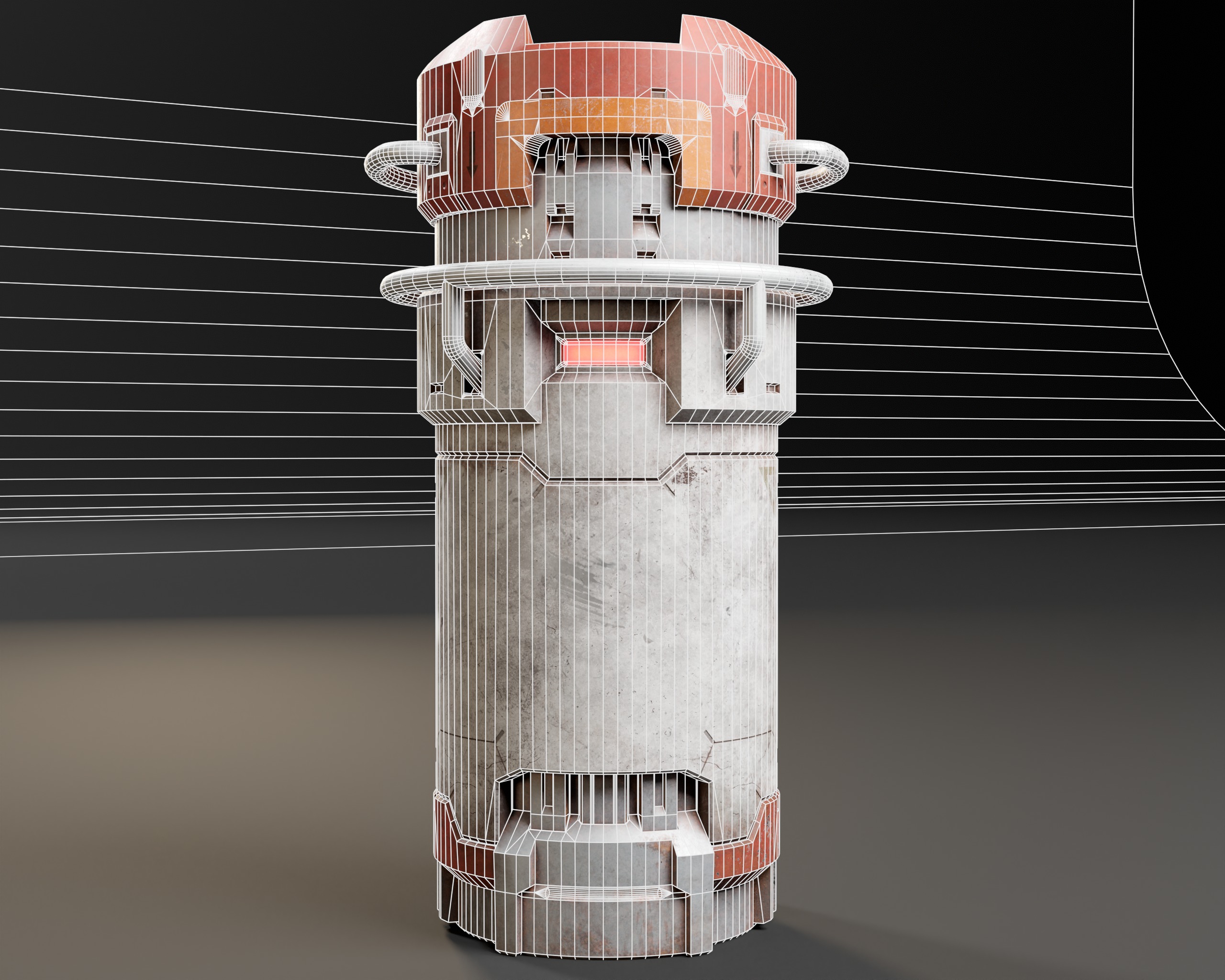 Push Unlock Sci-fi Canister Low-poly 3D model_13