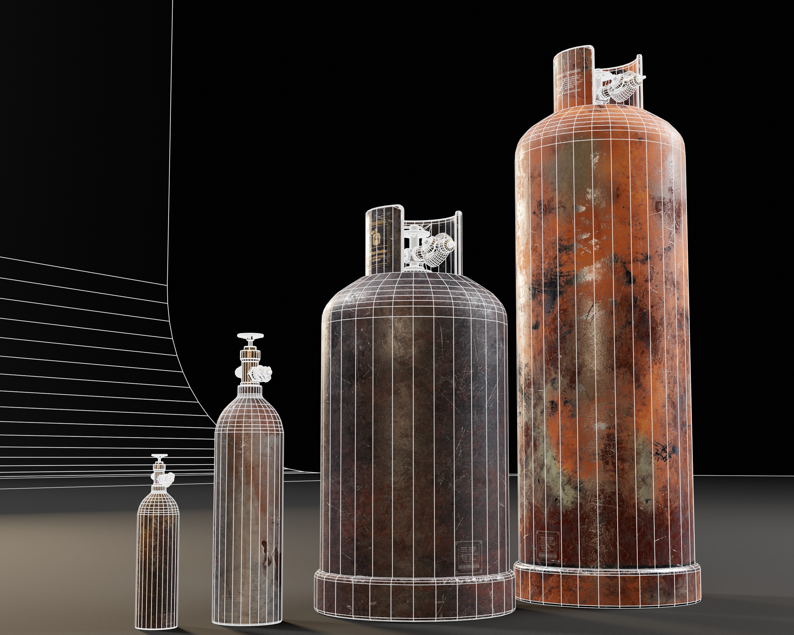 Gas Canister Capsules Low-poly 3D model_5