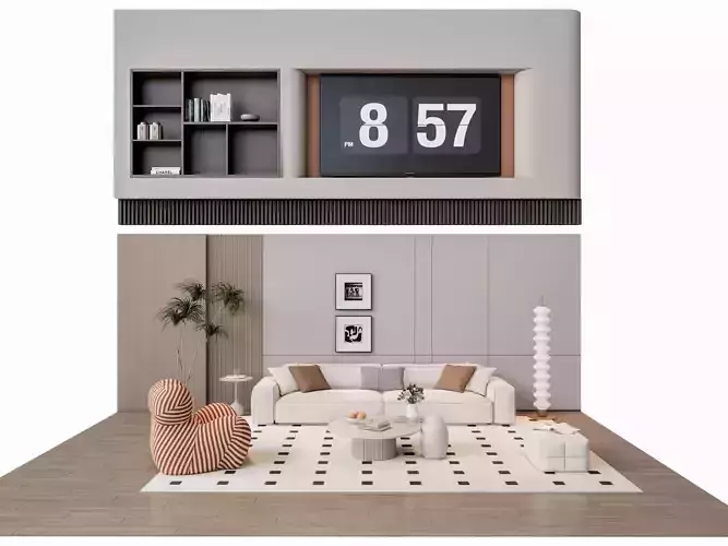 Sofa Coffee table sofa back panel TV wall Living room set 12