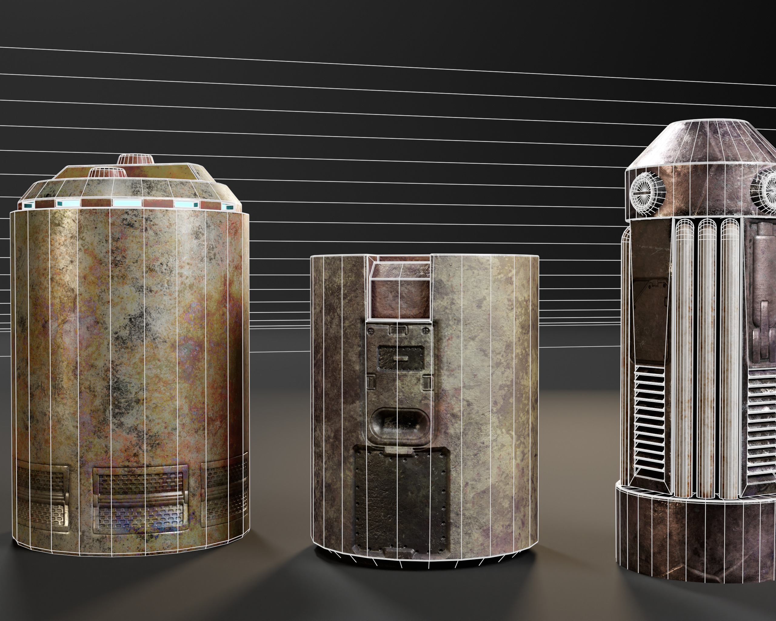Powered Canister Set Low-poly 3D model_11