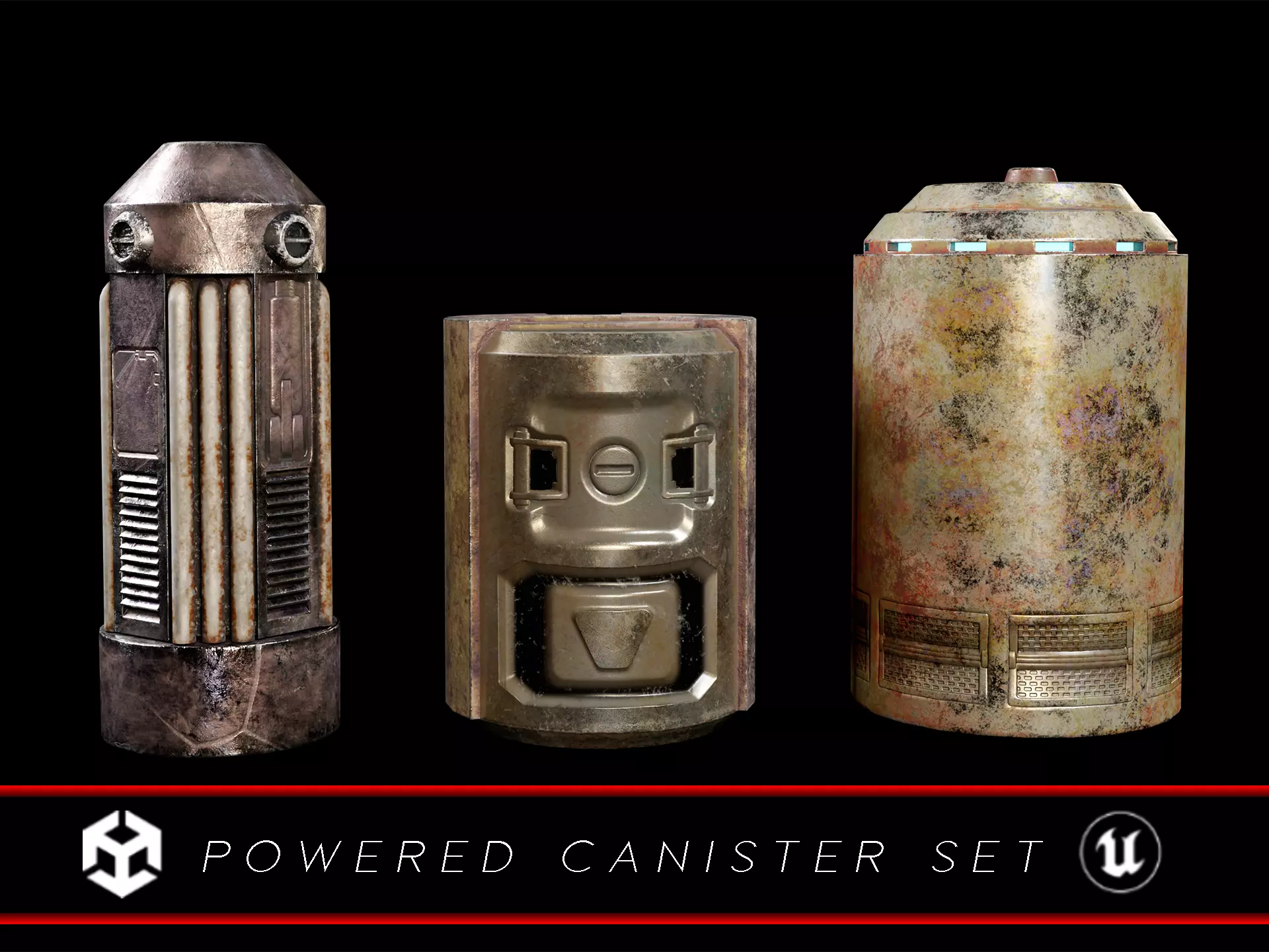 Powered Canister Set Low-poly 3D model_0