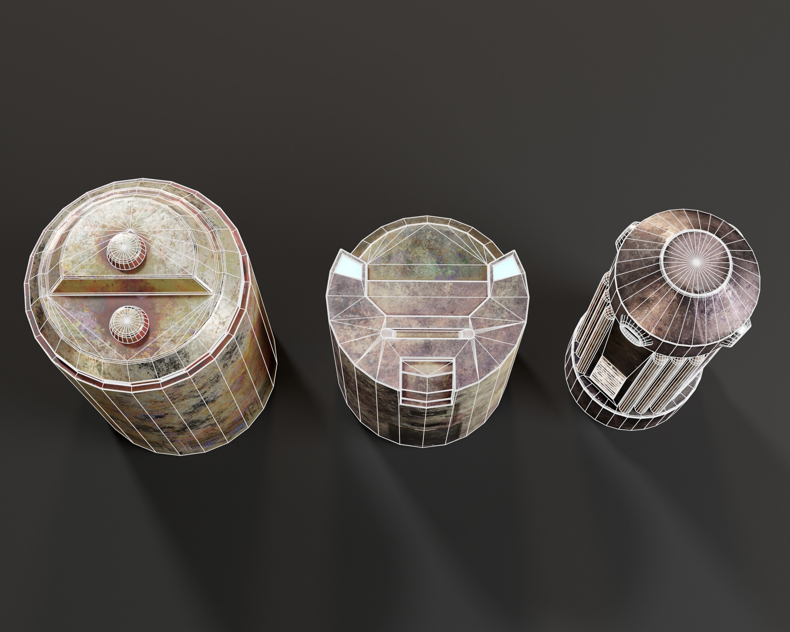 Powered Canister Set Low-poly 3D model_13