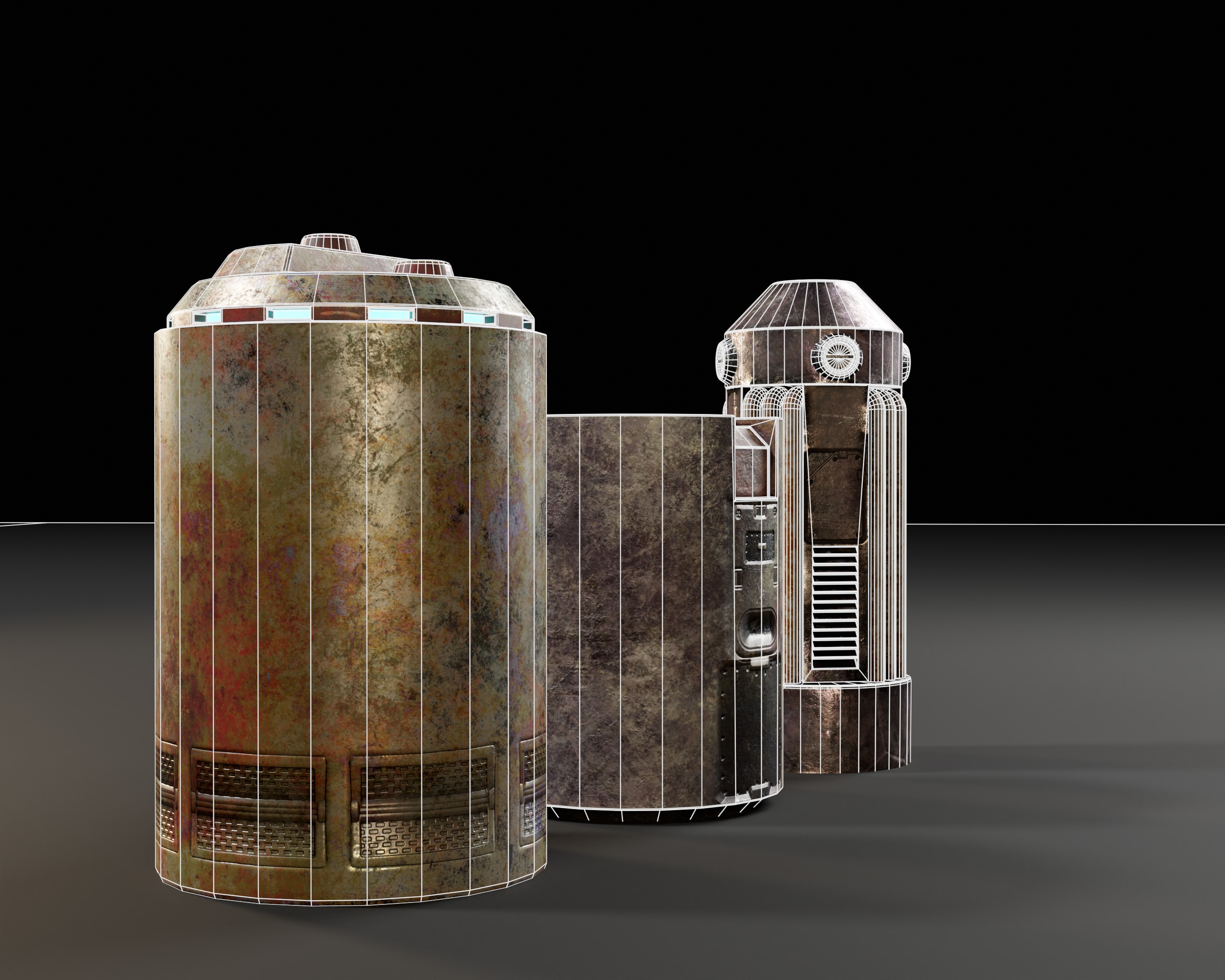Powered Canister Set Low-poly 3D model_15