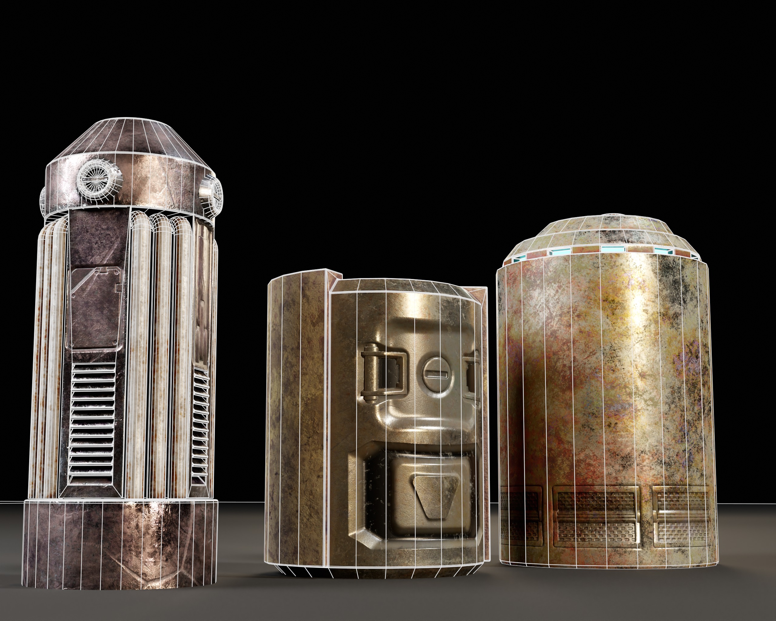 Powered Canister Set Low-poly 3D model_5