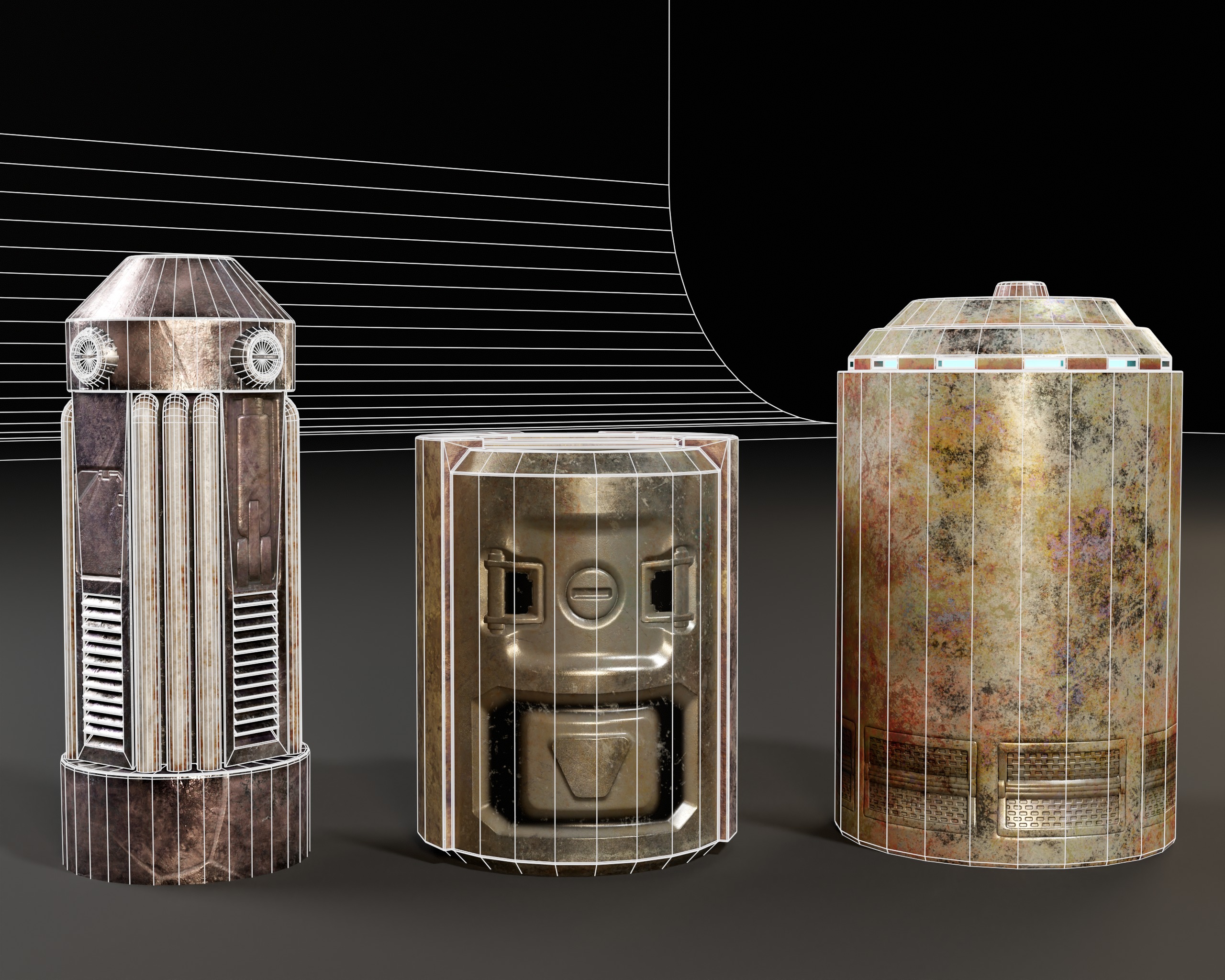 Powered Canister Set Low-poly 3D model_3