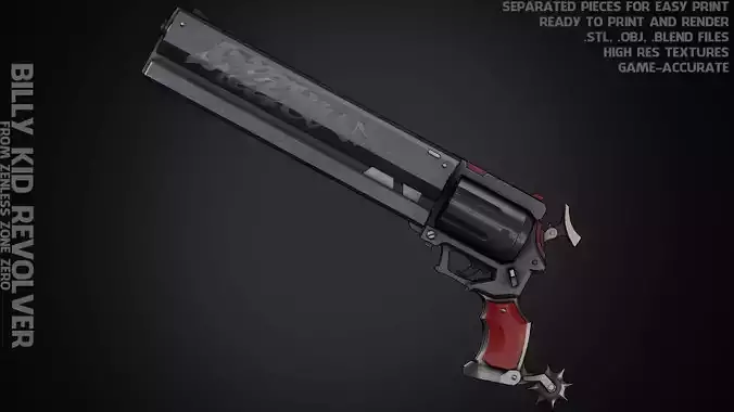 Zenless Zone Zero Billy Kid The Girls Revolver for Cosplay 3D print model