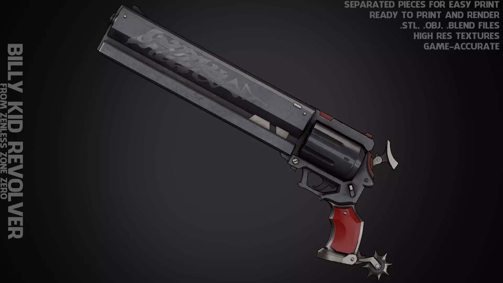 Zenless Zone Zero Billy Kid The Girls Revolver for Cosplay 3D print model_0