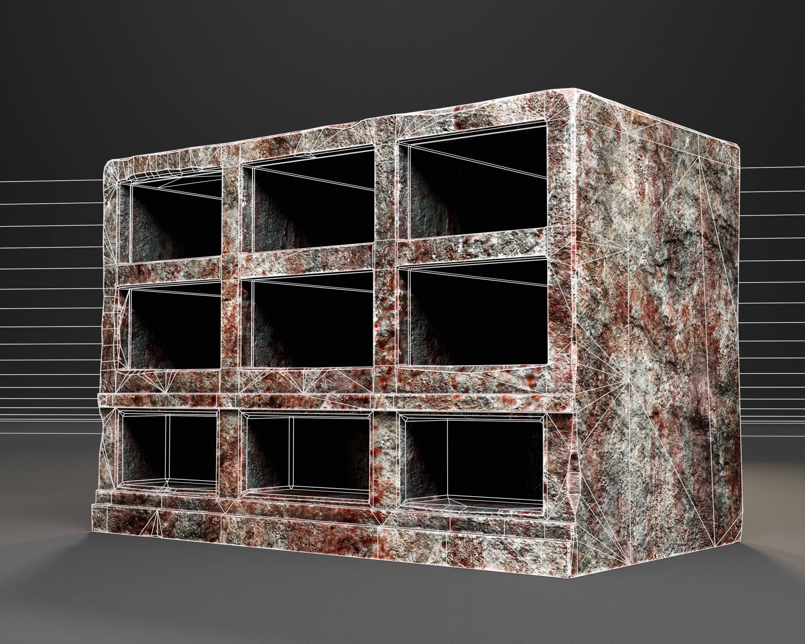 Medieval Tomb Shelf  Low-poly 3D model_7