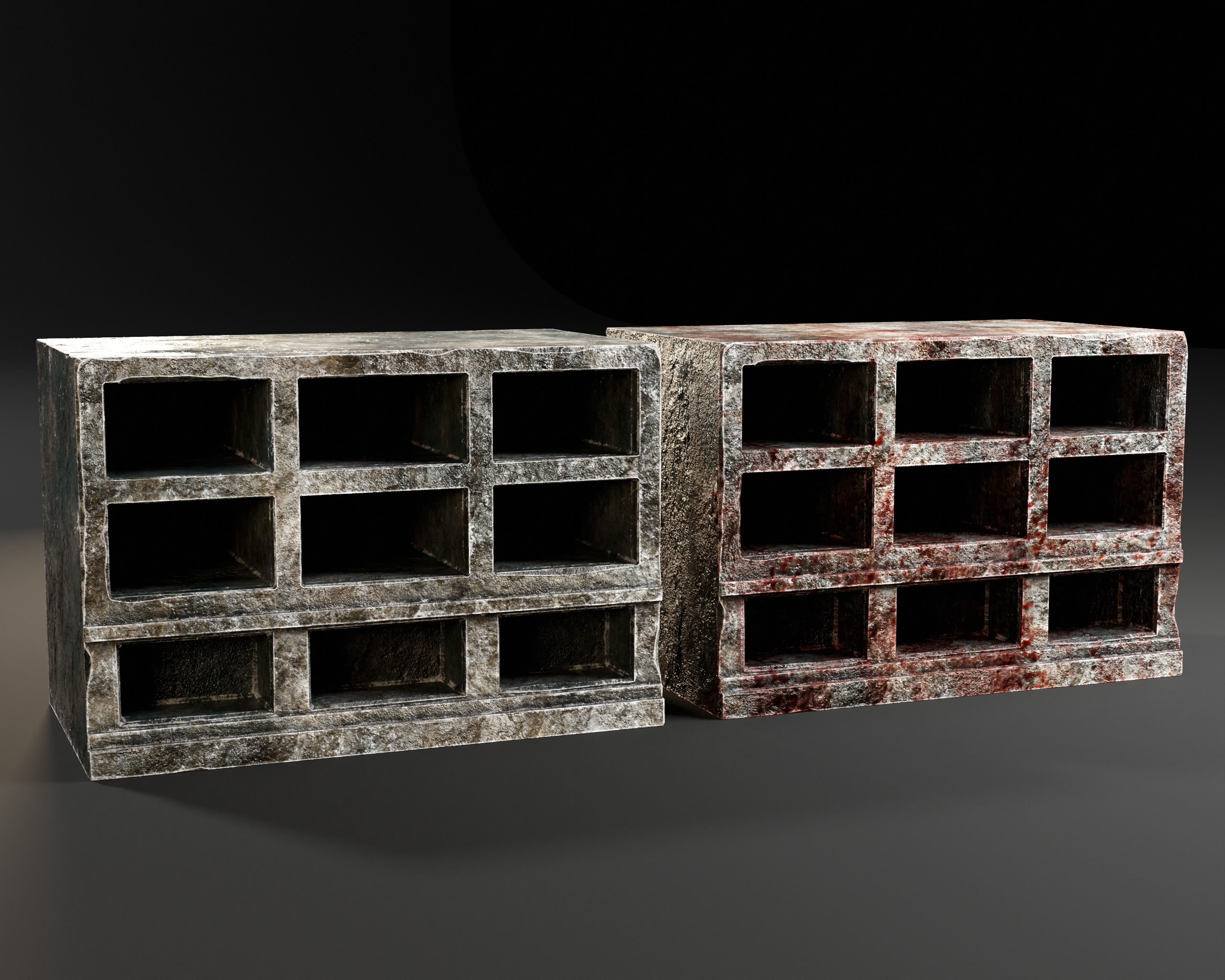 Medieval Tomb Shelf  Low-poly 3D model_2