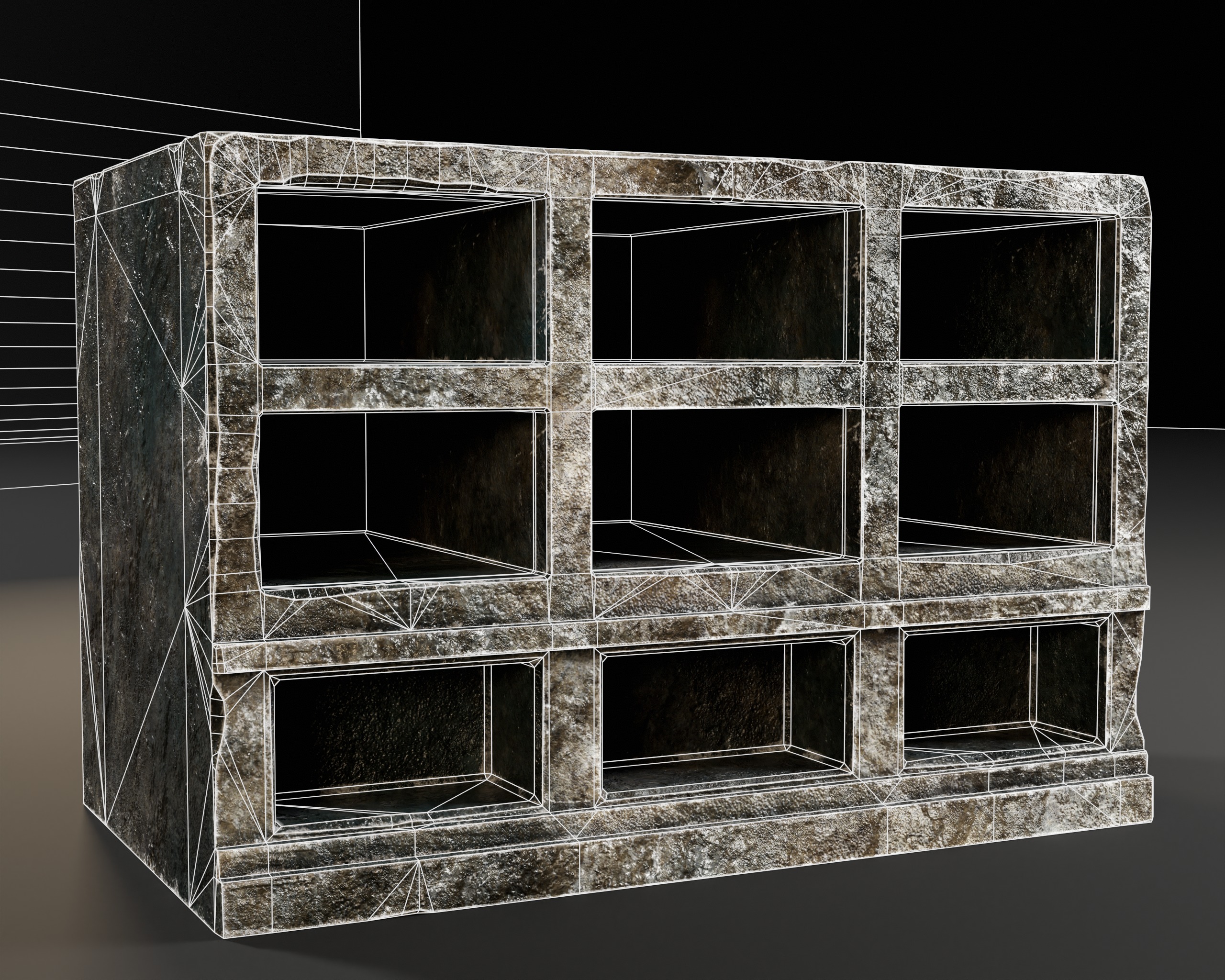 Medieval Tomb Shelf  Low-poly 3D model_5