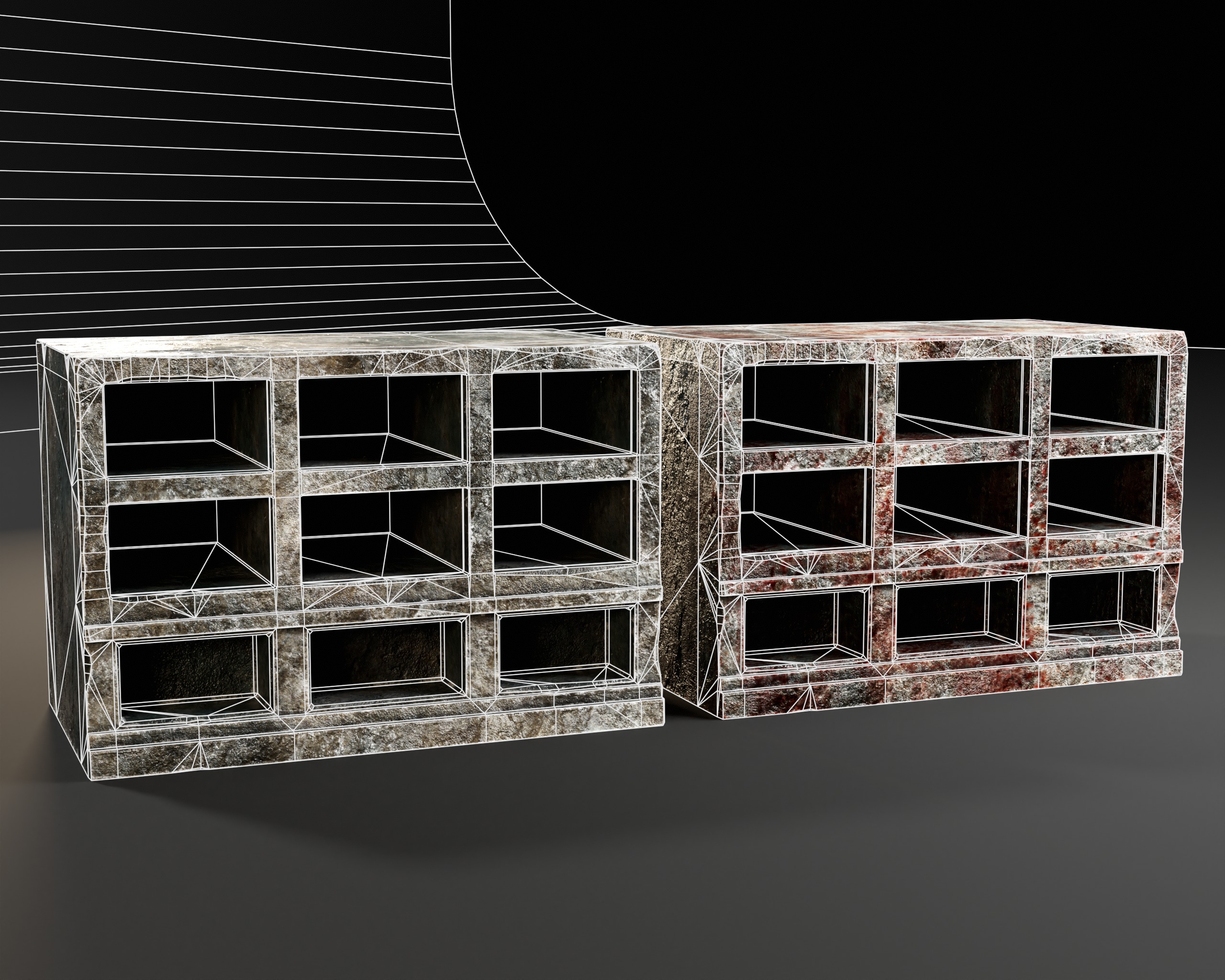 Medieval Tomb Shelf  Low-poly 3D model_3