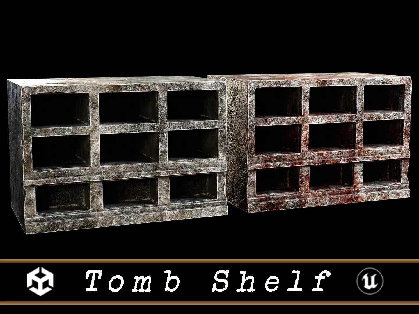 Medieval Tomb Shelf  Low-poly 3D model_0