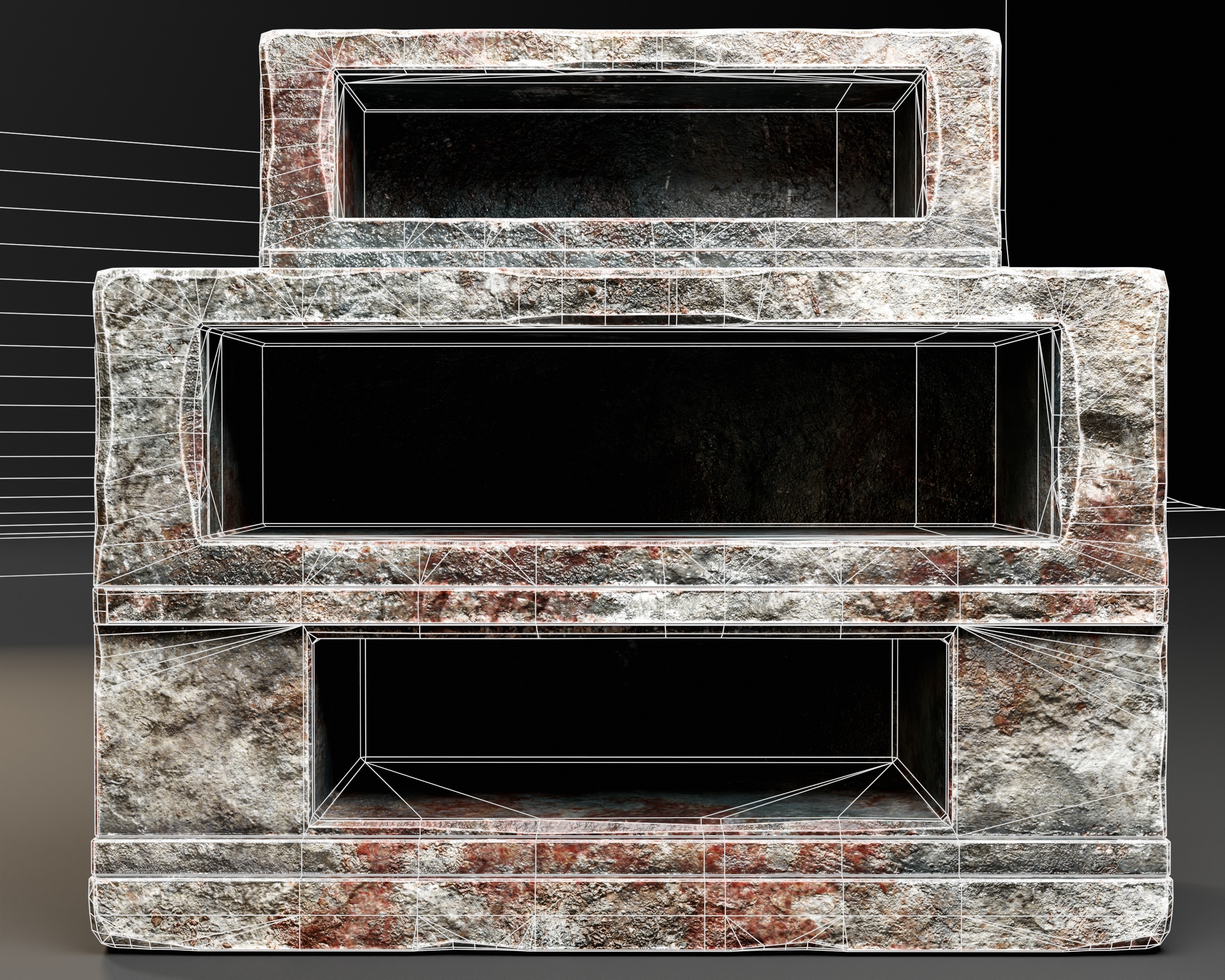 Medieval Three Tier Tomb Shelf Low-poly 3D model_15