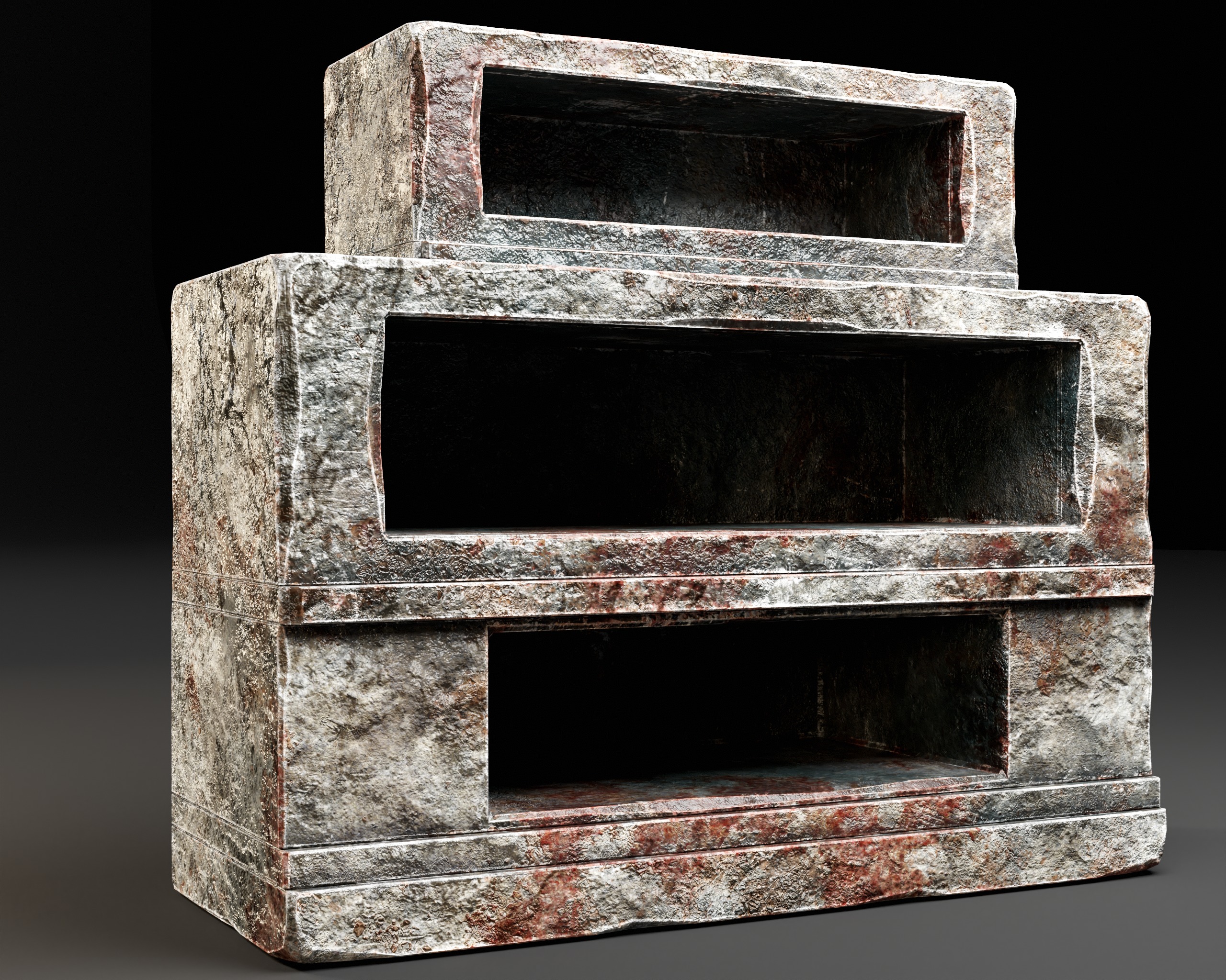 Medieval Three Tier Tomb Shelf Low-poly 3D model_6