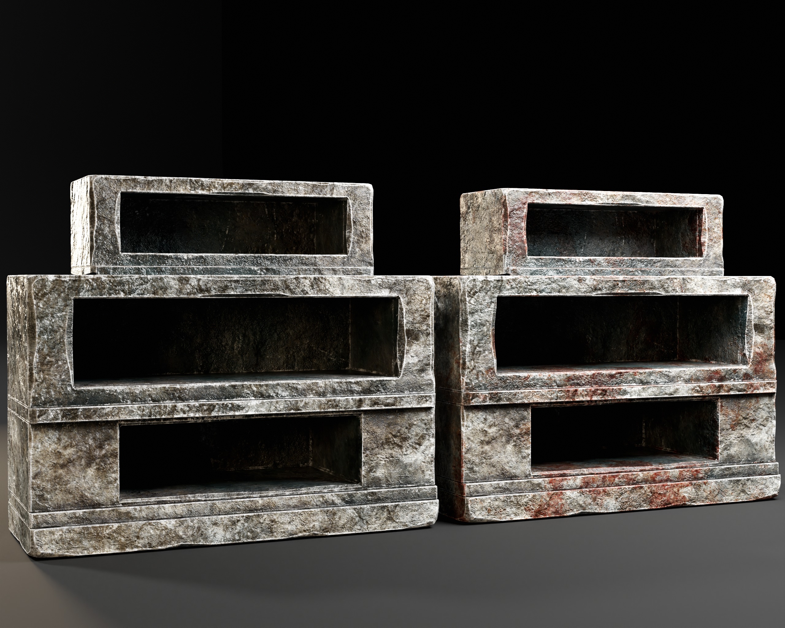 Medieval Three Tier Tomb Shelf Low-poly 3D model_2