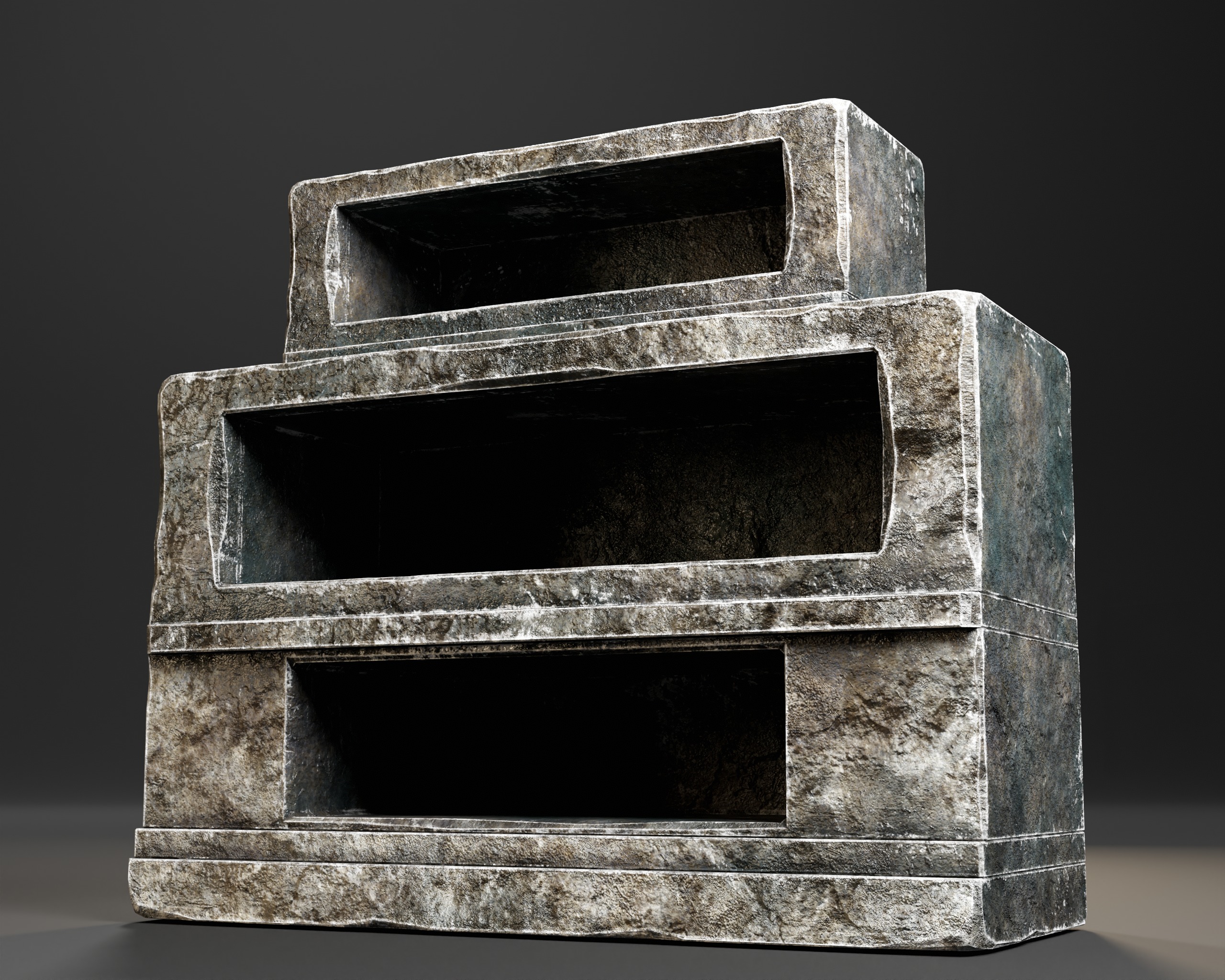 Medieval Three Tier Tomb Shelf Low-poly 3D model_4