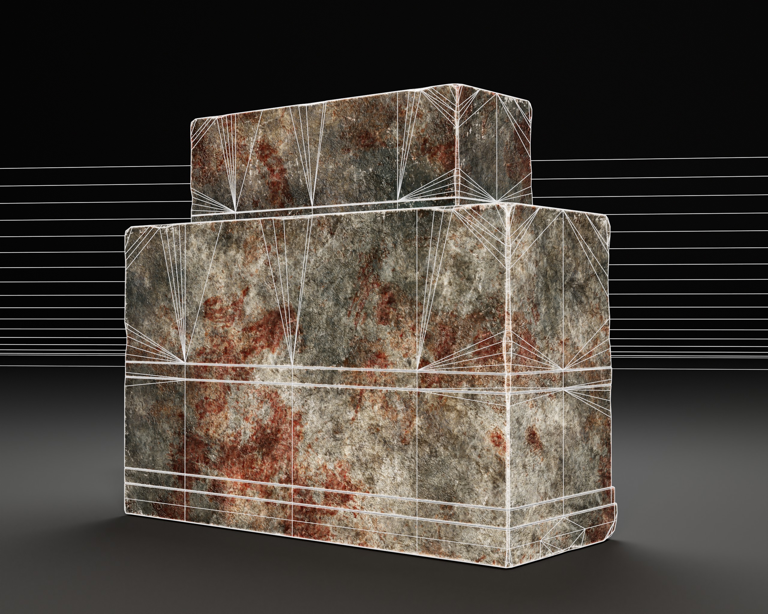 Medieval Three Tier Tomb Shelf Low-poly 3D model_13