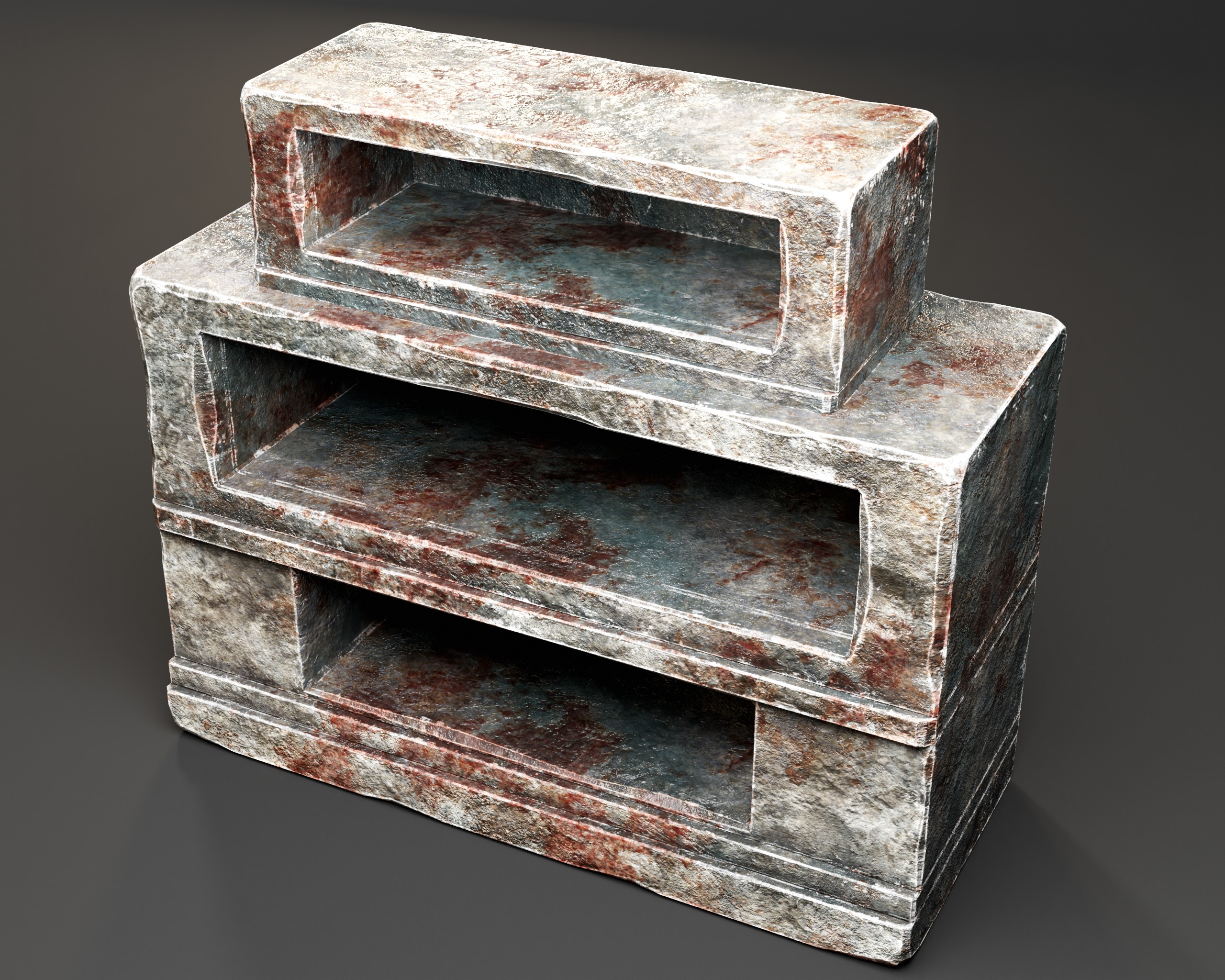 Medieval Three Tier Tomb Shelf Low-poly 3D model_8