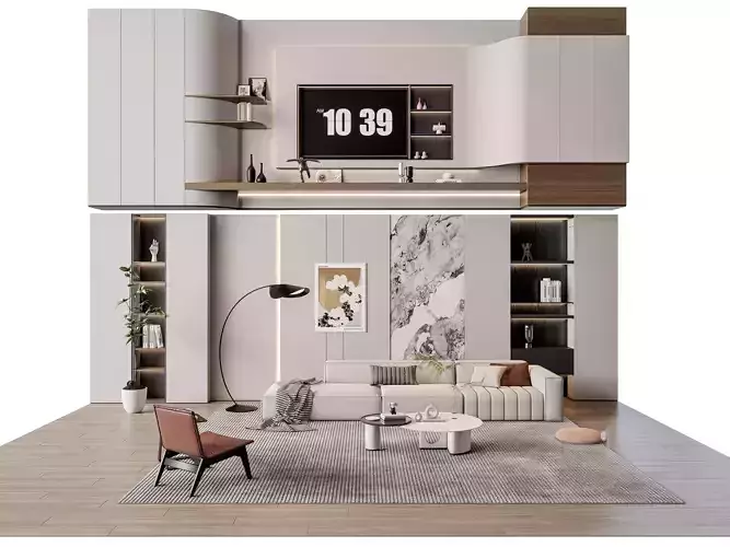 Sofa Coffee table sofa back panel TV wall Living room set 13