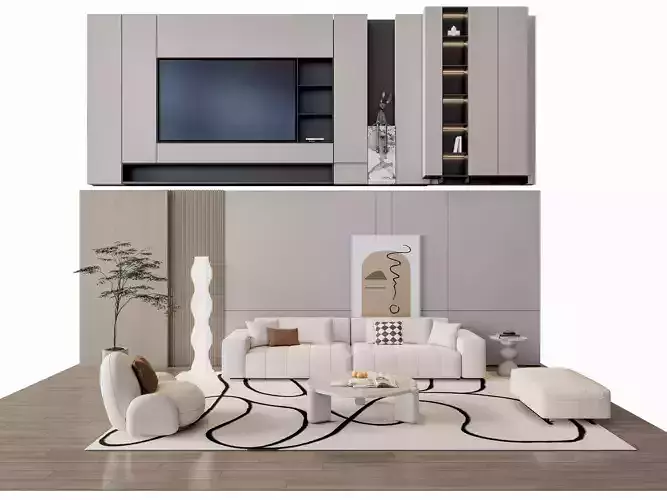 Sofa Coffee table sofa back panel TV wall Living room set 15