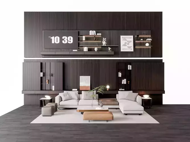 Sofa Coffee table sofa back panel TV wall Living room set 16