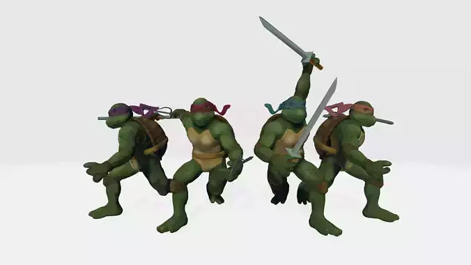 TMNT on action pose 3d art 3D model