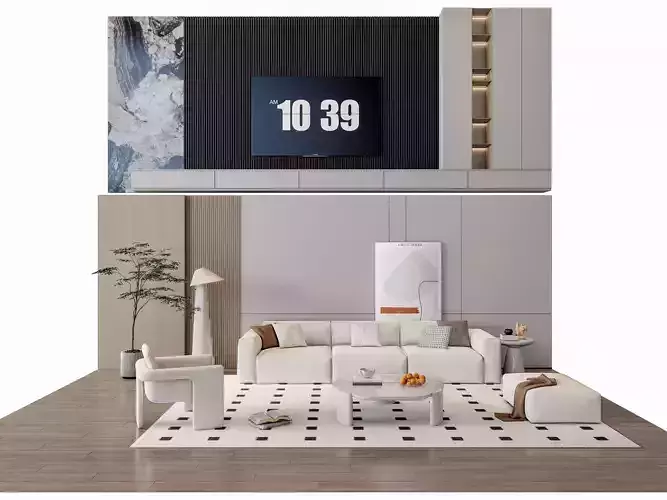 Sofa Coffee table sofa back panel TV wall Living room set 18