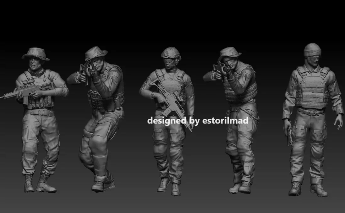 5 GERMAN BUNDESWEHR SOLDIERW ISAF WITH G36 3D print model_0