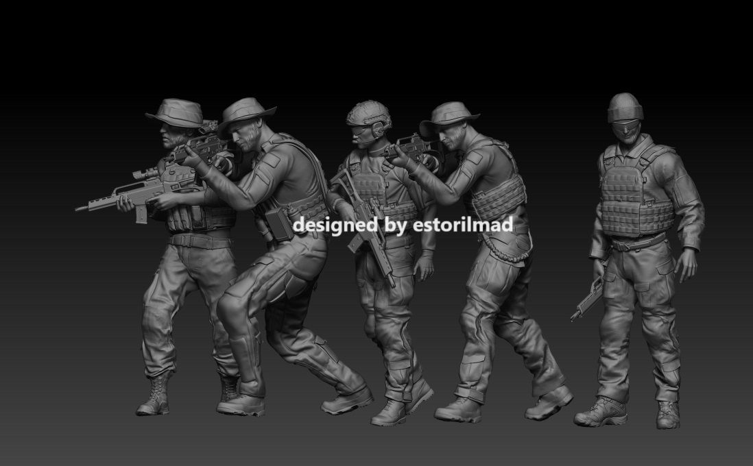 5 GERMAN BUNDESWEHR SOLDIERW ISAF WITH G36 3D print model_1