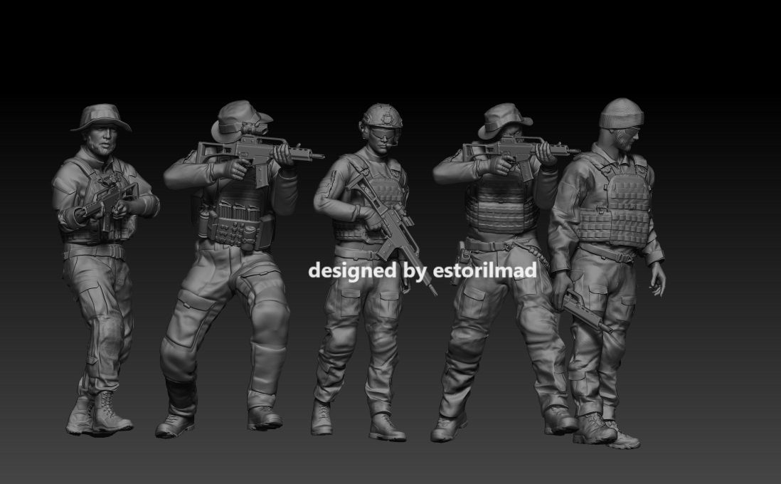 5 GERMAN BUNDESWEHR SOLDIERW ISAF WITH G36 3D print model_2