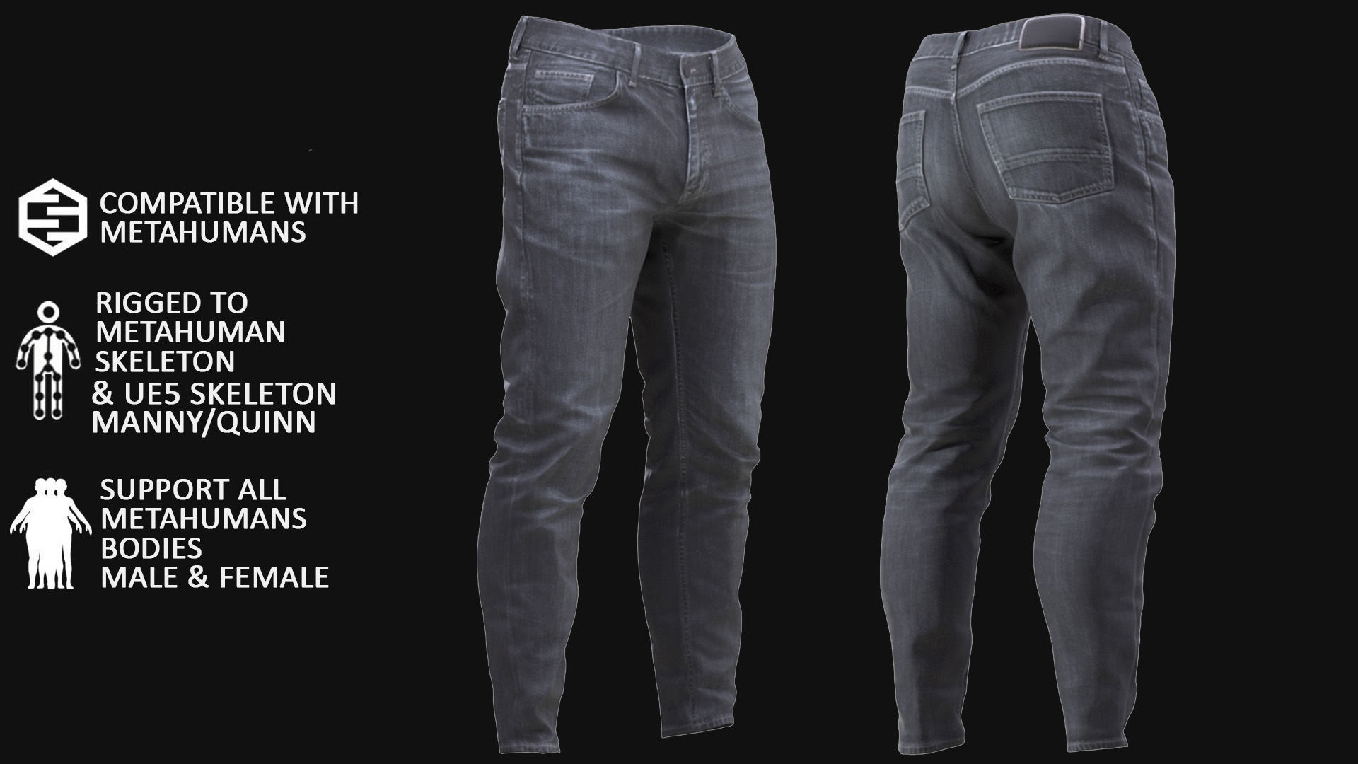 Jeans 142 - All MH Bodies - UE5 Skeletons - Rigged Low-poly 3D model_2